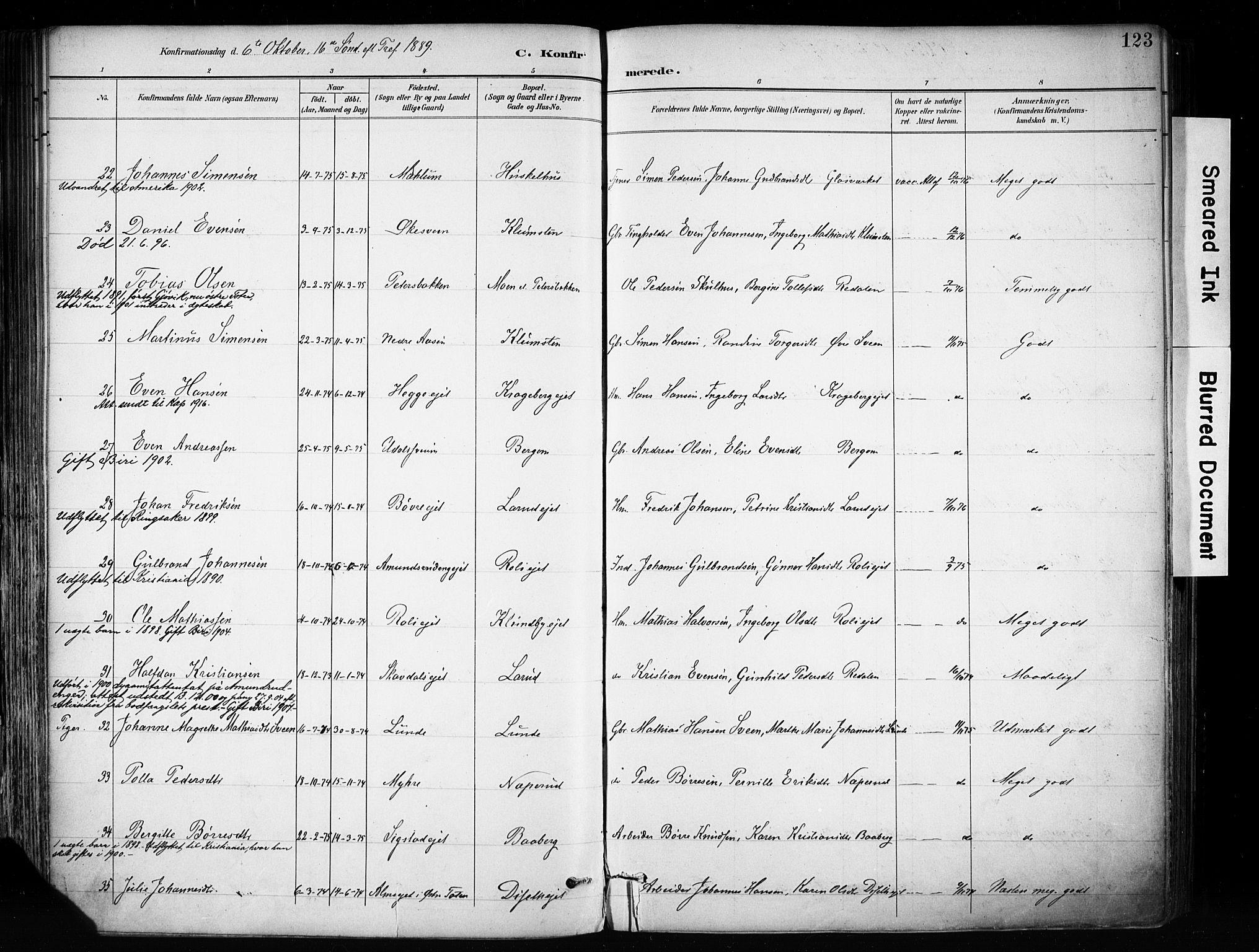 Biri prestekontor, AV/SAH-PREST-096/H/Ha/Haa/L0009: Parish register (official) no. 9, 1887-1900, p. 123