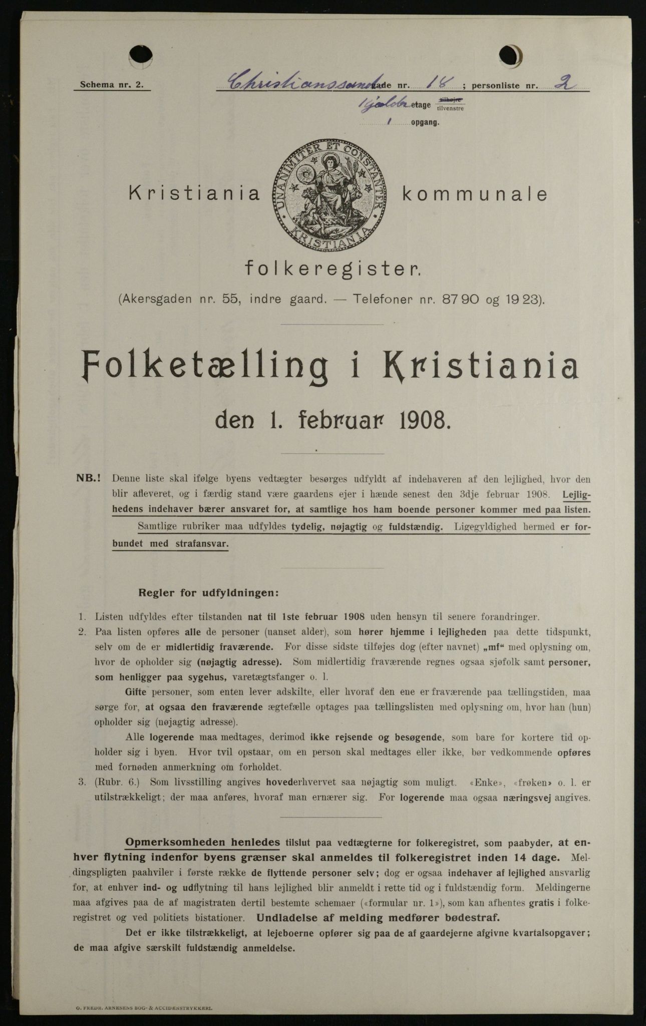 OBA, Municipal Census 1908 for Kristiania, 1908, p. 48805