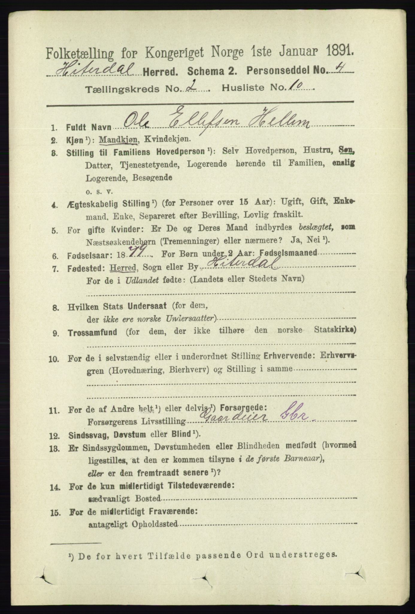 RA, 1891 census for 0823 Heddal, 1891, p. 632