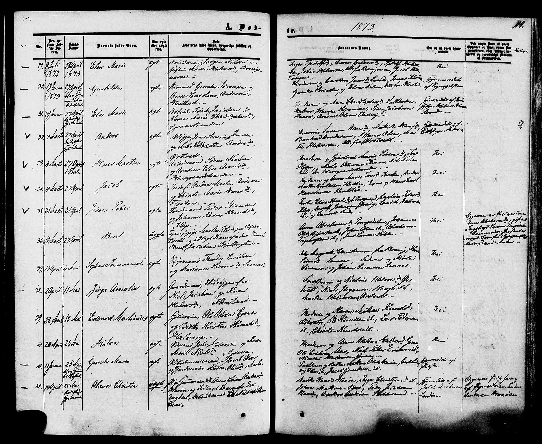 Eidanger kirkebøker, SAKO/A-261/F/Fa/L0010: Parish register (official) no. 10, 1859-1874, p. 114