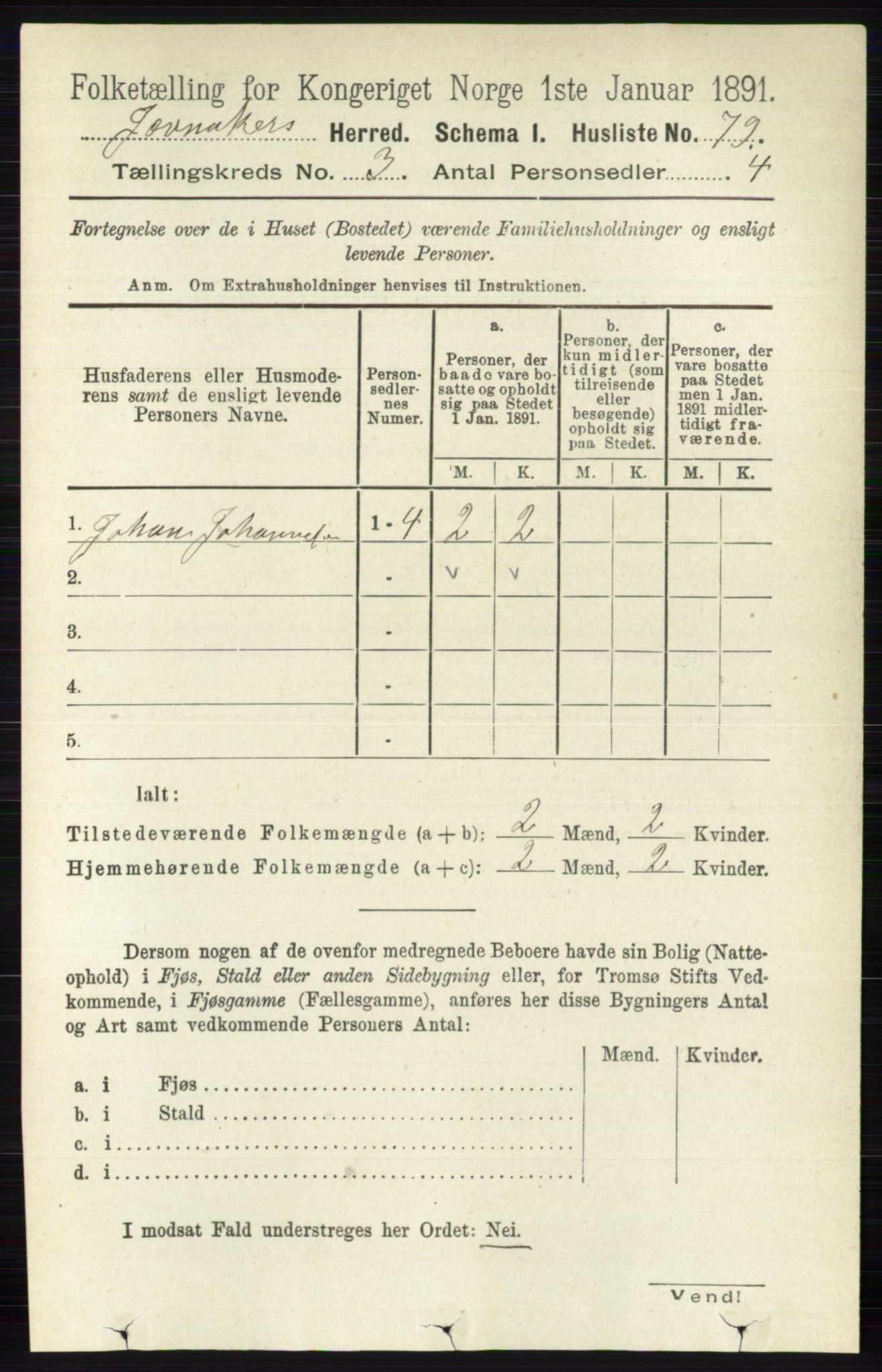 RA, 1891 census for 0532 Jevnaker, 1891, p. 1154