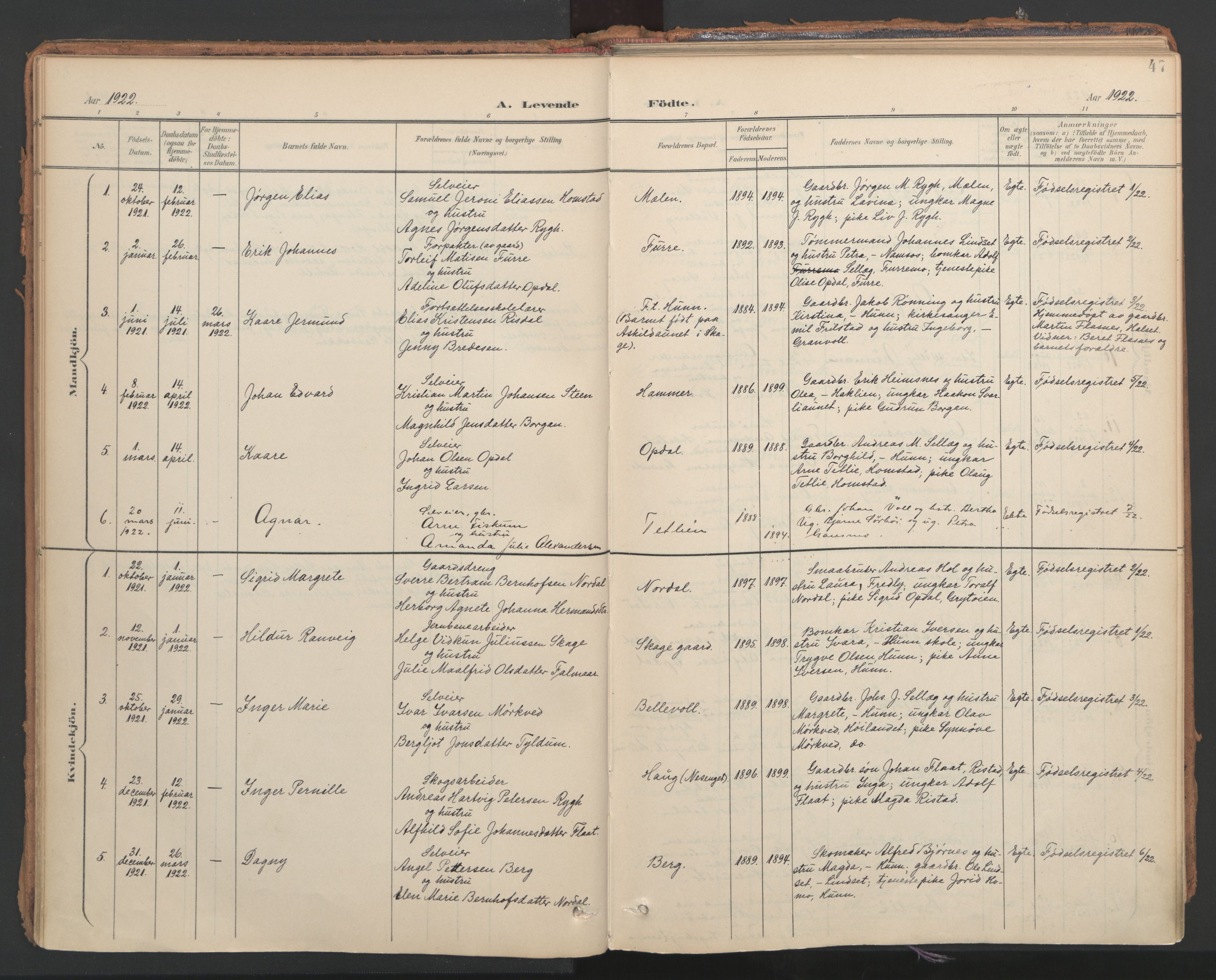 Ministerialprotokoller, klokkerbøker og fødselsregistre - Nord-Trøndelag, SAT/A-1458/766/L0564: Parish register (official) no. 767A02, 1900-1932, p. 47