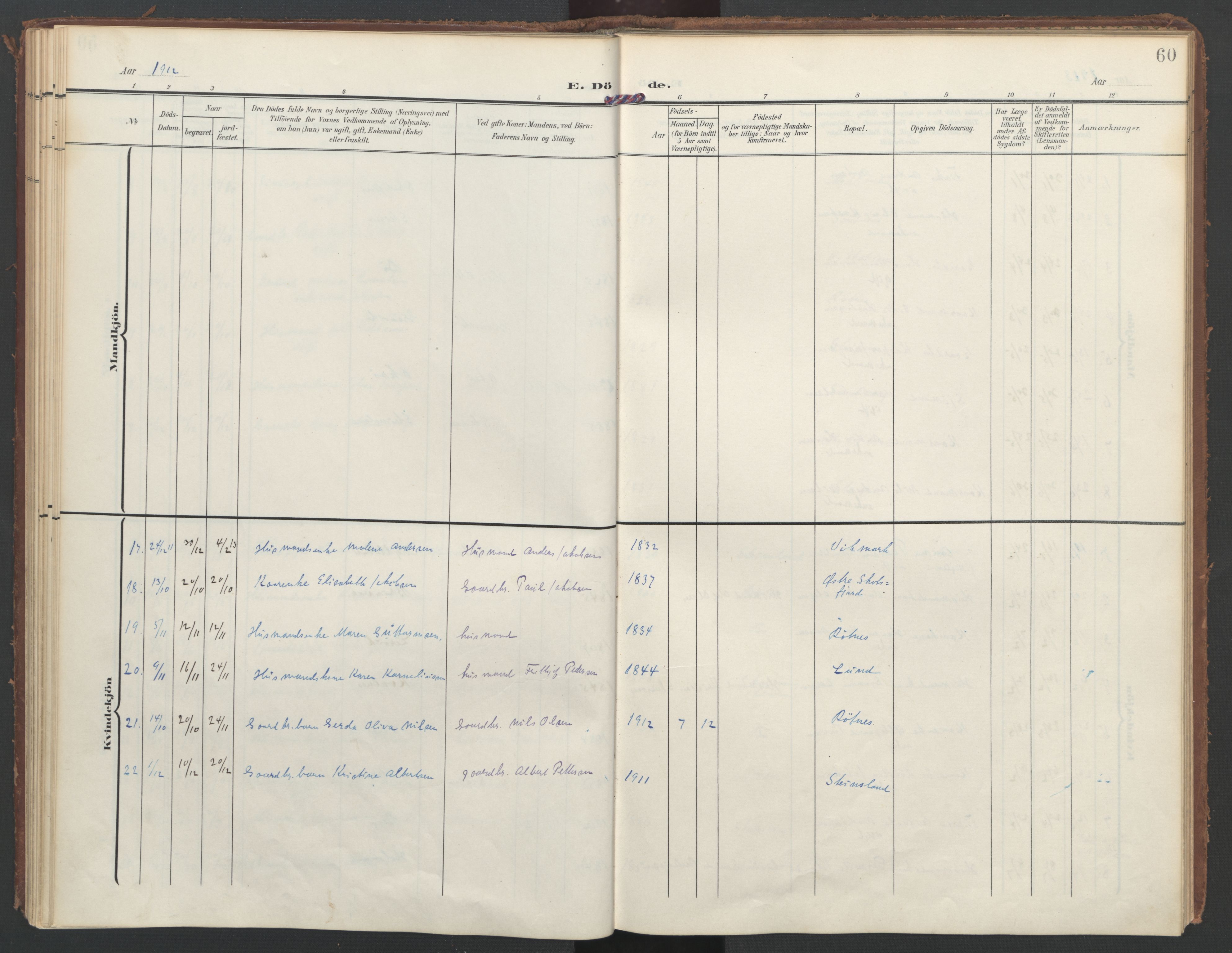 Ministerialprotokoller, klokkerbøker og fødselsregistre - Nordland, AV/SAT-A-1459/855/L0806: Parish register (official) no. 855A14, 1906-1922, p. 60