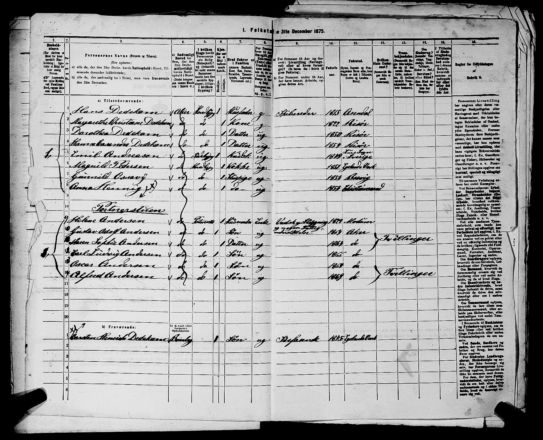 RA, 1875 census for 0218aP Vestre Aker, 1875, p. 2683