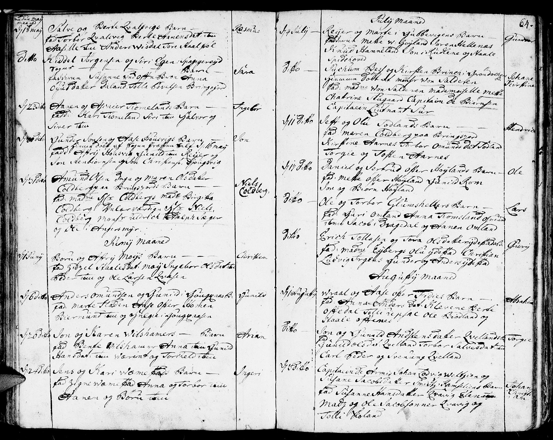 Lyngdal sokneprestkontor, AV/SAK-1111-0029/F/Fa/Fac/L0001: Parish register (official) no. A 1, 1727-1779, p. 64