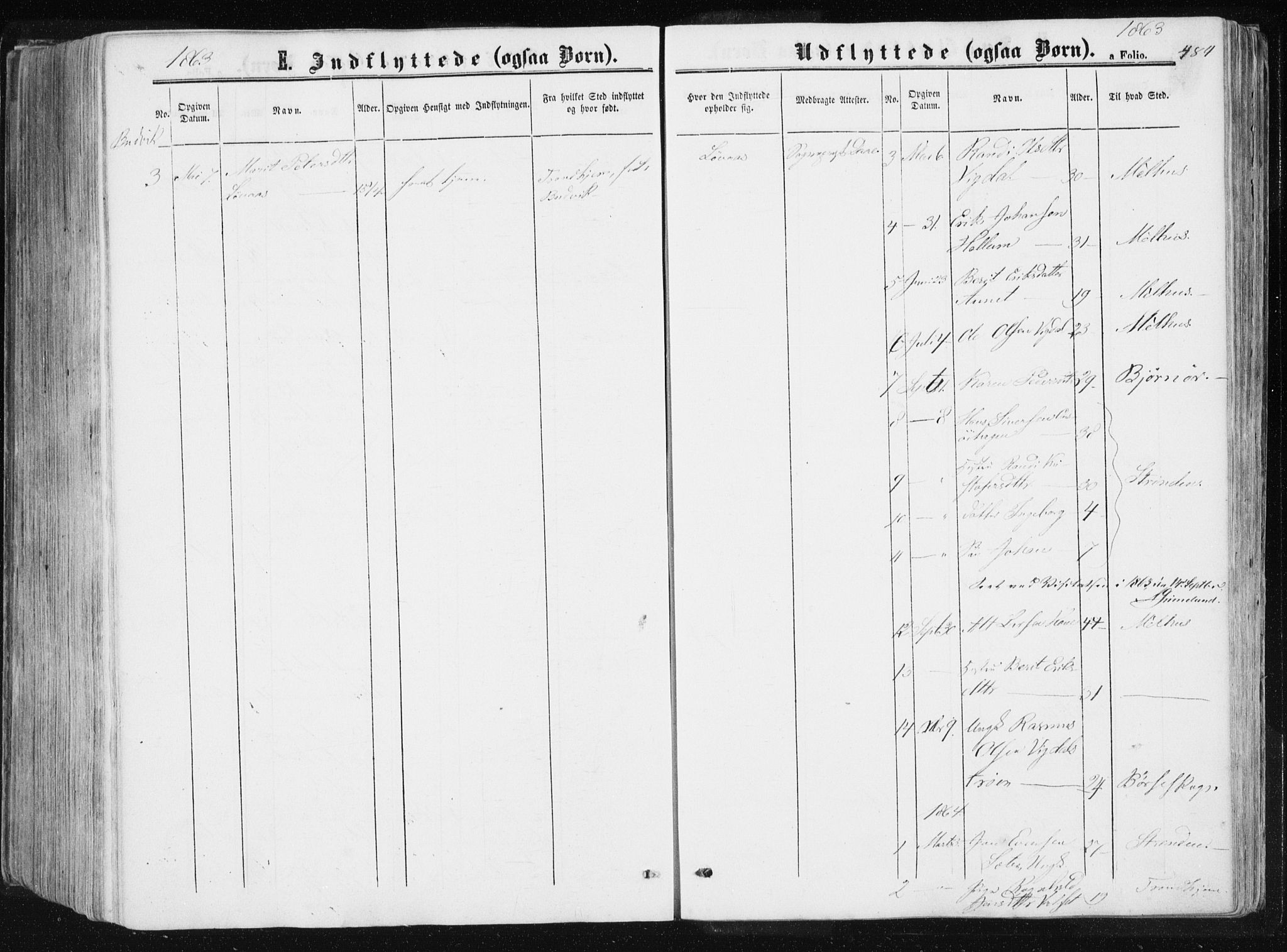 Ministerialprotokoller, klokkerbøker og fødselsregistre - Sør-Trøndelag, SAT/A-1456/612/L0377: Parish register (official) no. 612A09, 1859-1877, p. 484