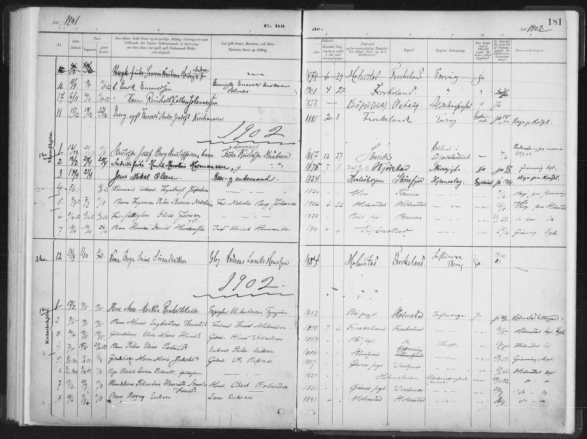 Ministerialprotokoller, klokkerbøker og fødselsregistre - Nordland, AV/SAT-A-1459/890/L1286: Parish register (official) no. 890A01, 1882-1902, p. 181