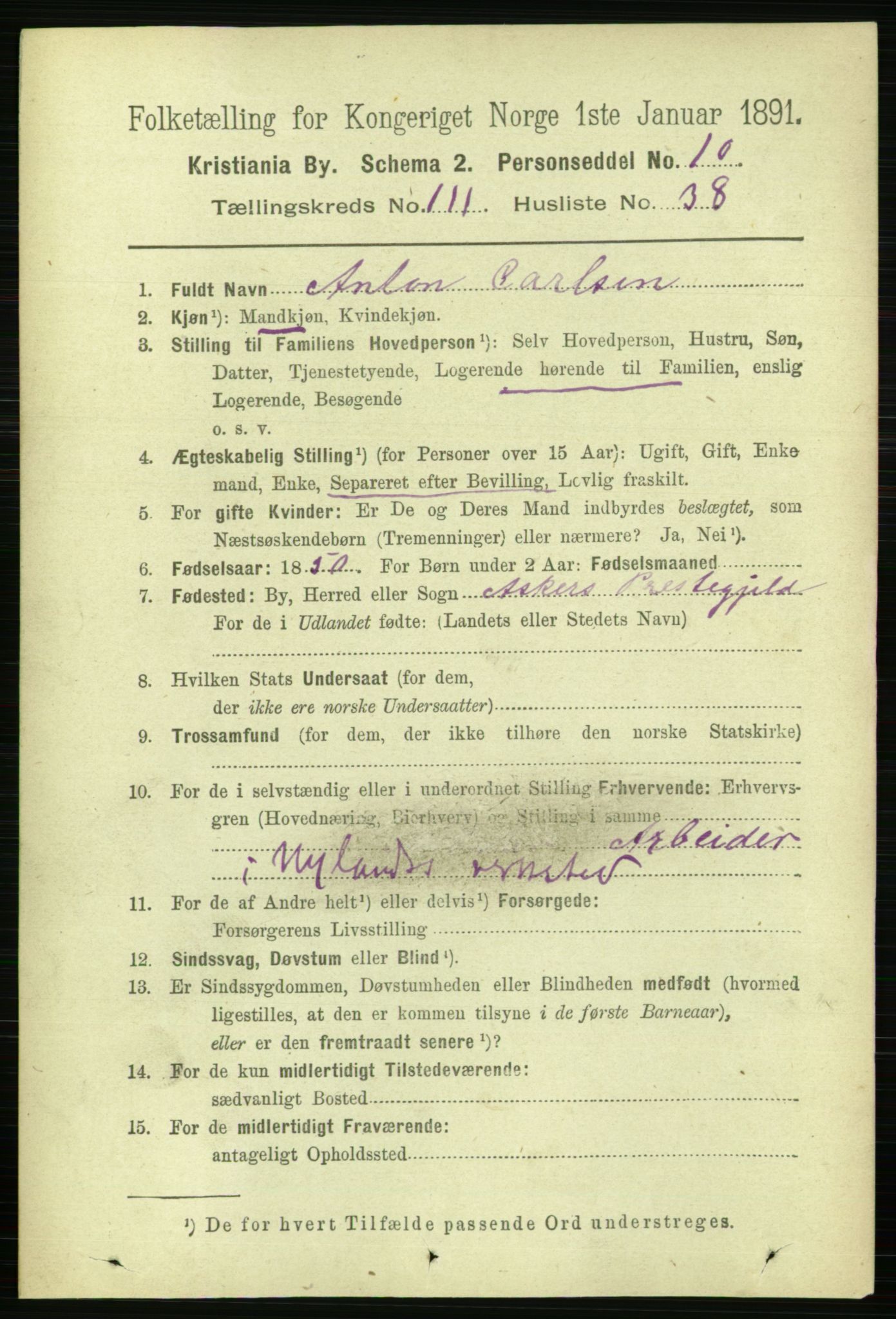 RA, 1891 census for 0301 Kristiania, 1891, p. 58930