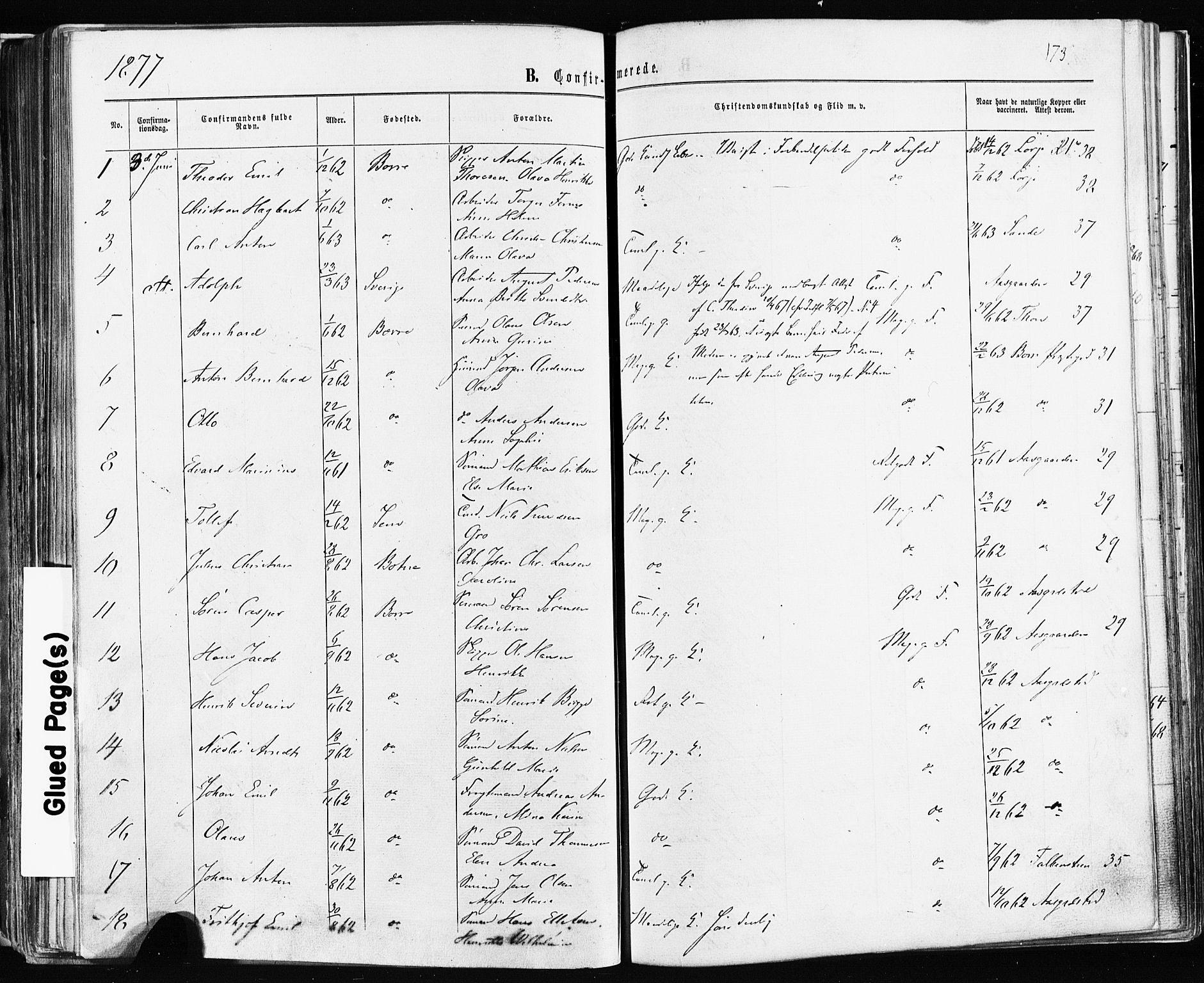 Borre kirkebøker, AV/SAKO-A-338/F/Fa/L0008: Parish register (official) no. I 8, 1868-1877, p. 173