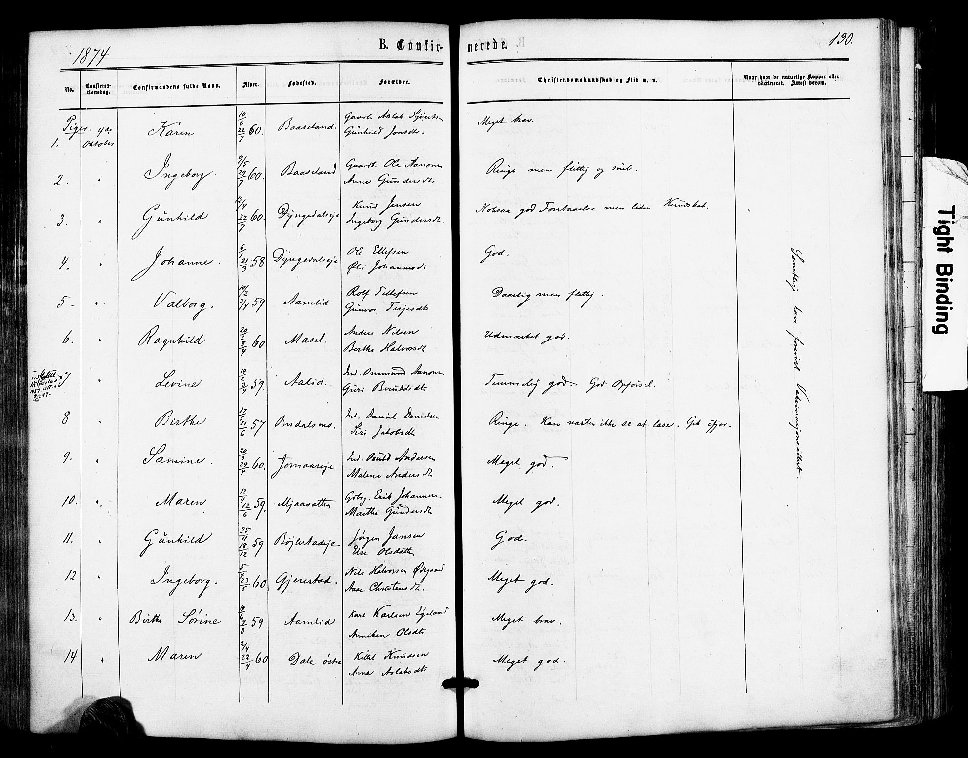 Froland sokneprestkontor, SAK/1111-0013/F/Fa/L0003: Parish register (official) no. A 3, 1864-1881, p. 130