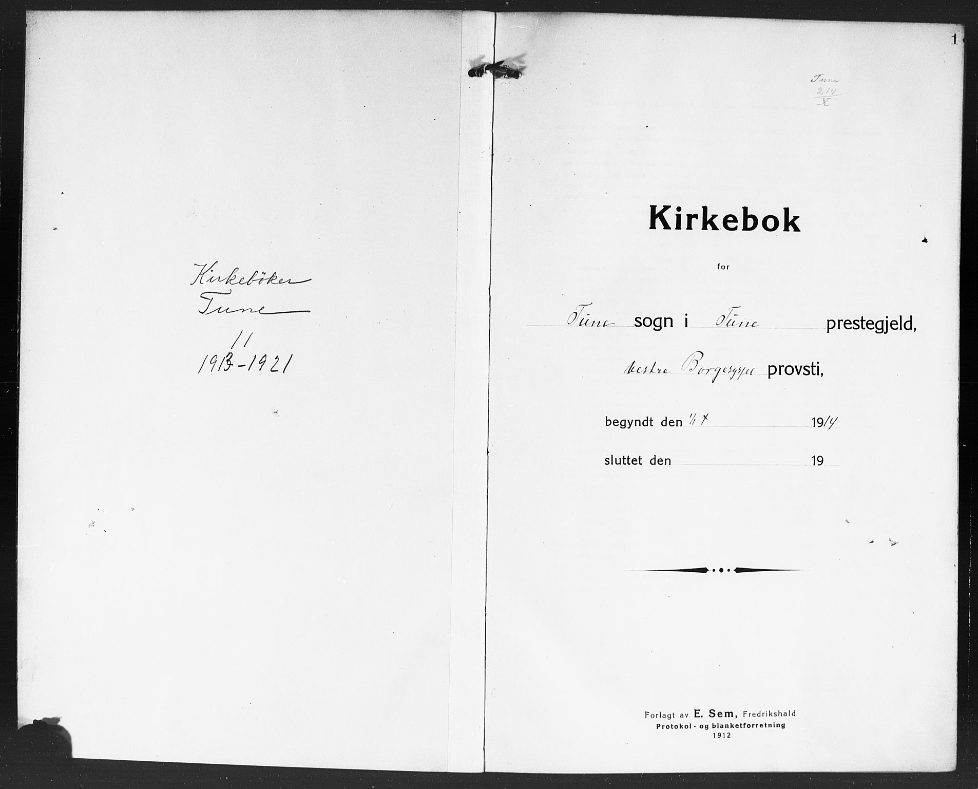 Tune prestekontor Kirkebøker, SAO/A-2007/G/Ga/L0003: Parish register (copy) no. I 3, 1914-1919, p. 1
