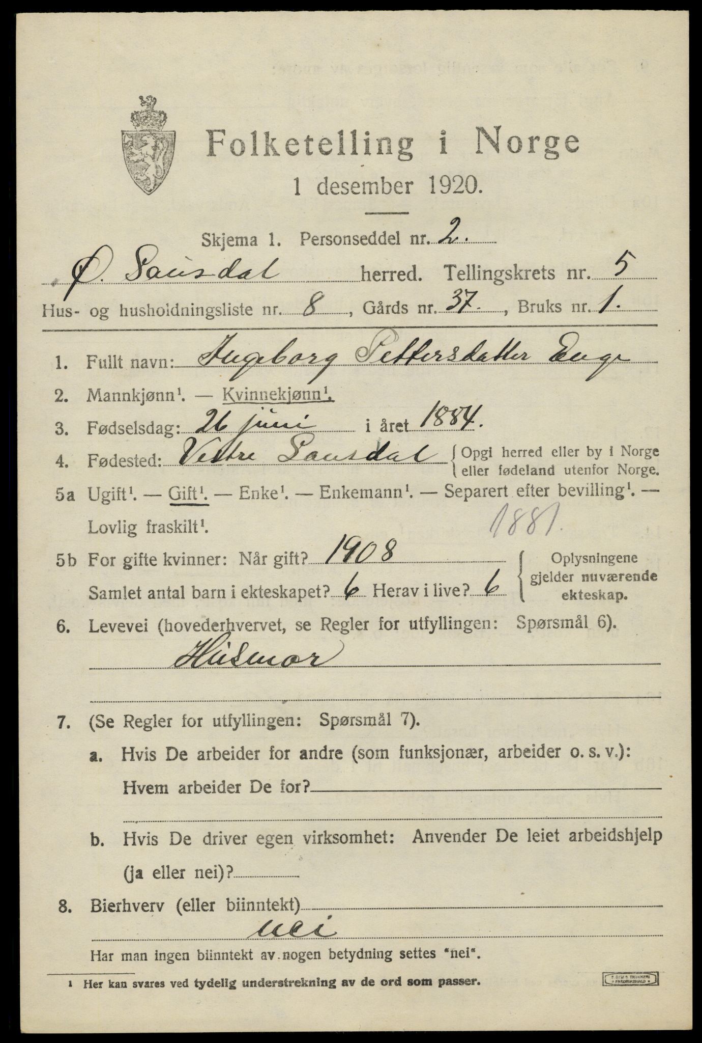 SAH, 1920 census for Østre Gausdal, 1920, p. 2788