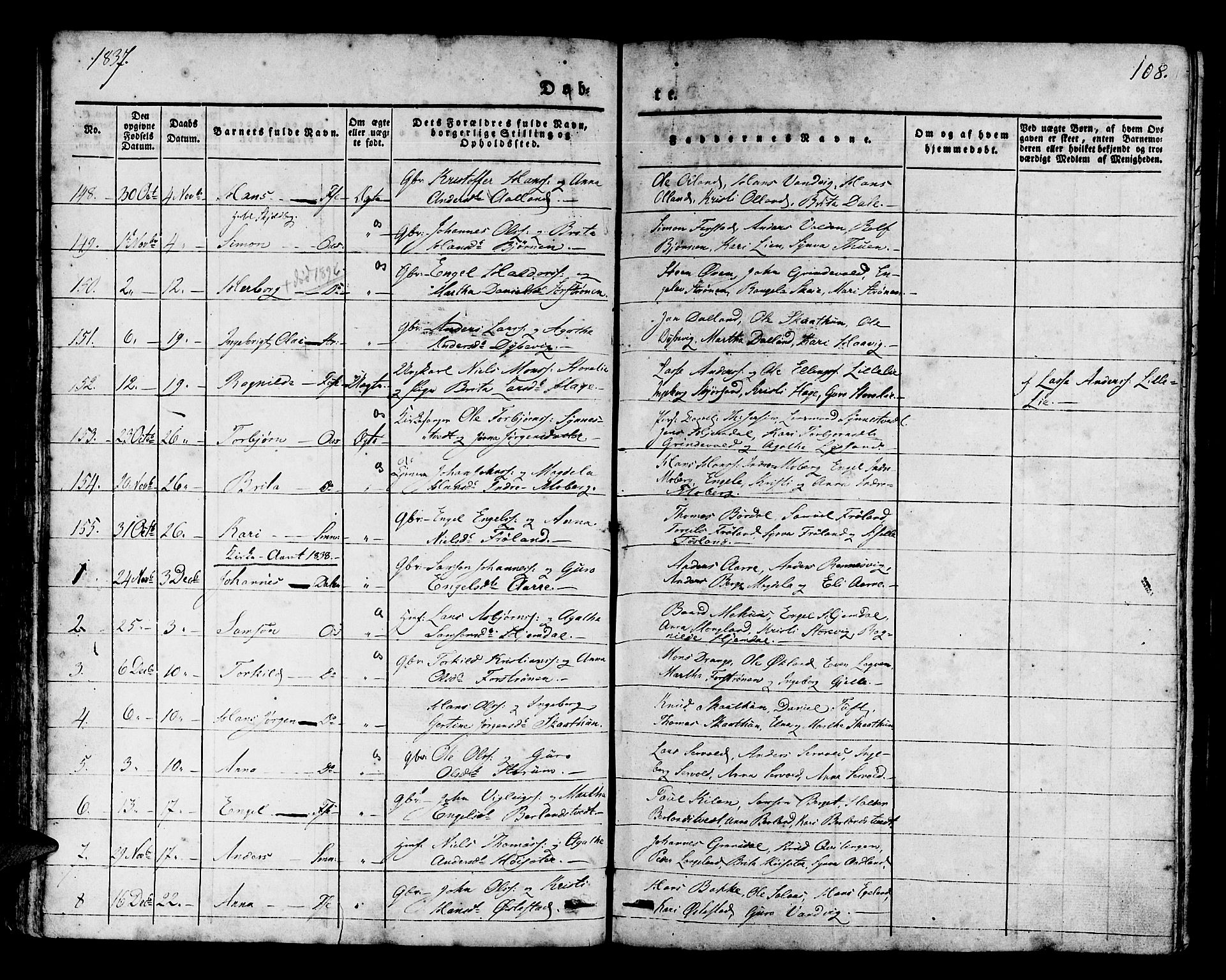 Os sokneprestembete, AV/SAB-A-99929: Parish register (official) no. A 14, 1826-1839, p. 108