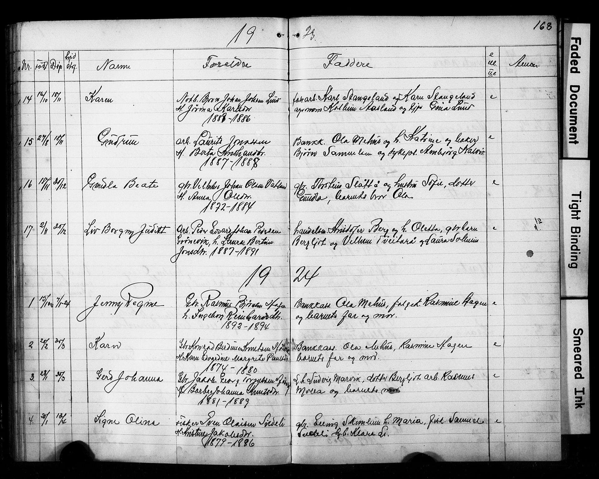 Jelsa sokneprestkontor, AV/SAST-A-101842/01/V: Parish register (copy) no. B 4, 1890-1928, p. 168