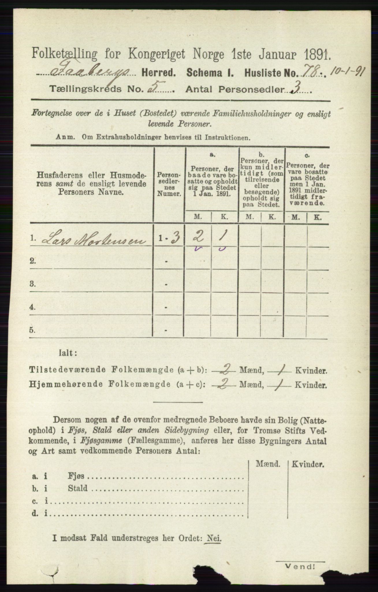 RA, 1891 census for 0524 Fåberg, 1891, p. 1634