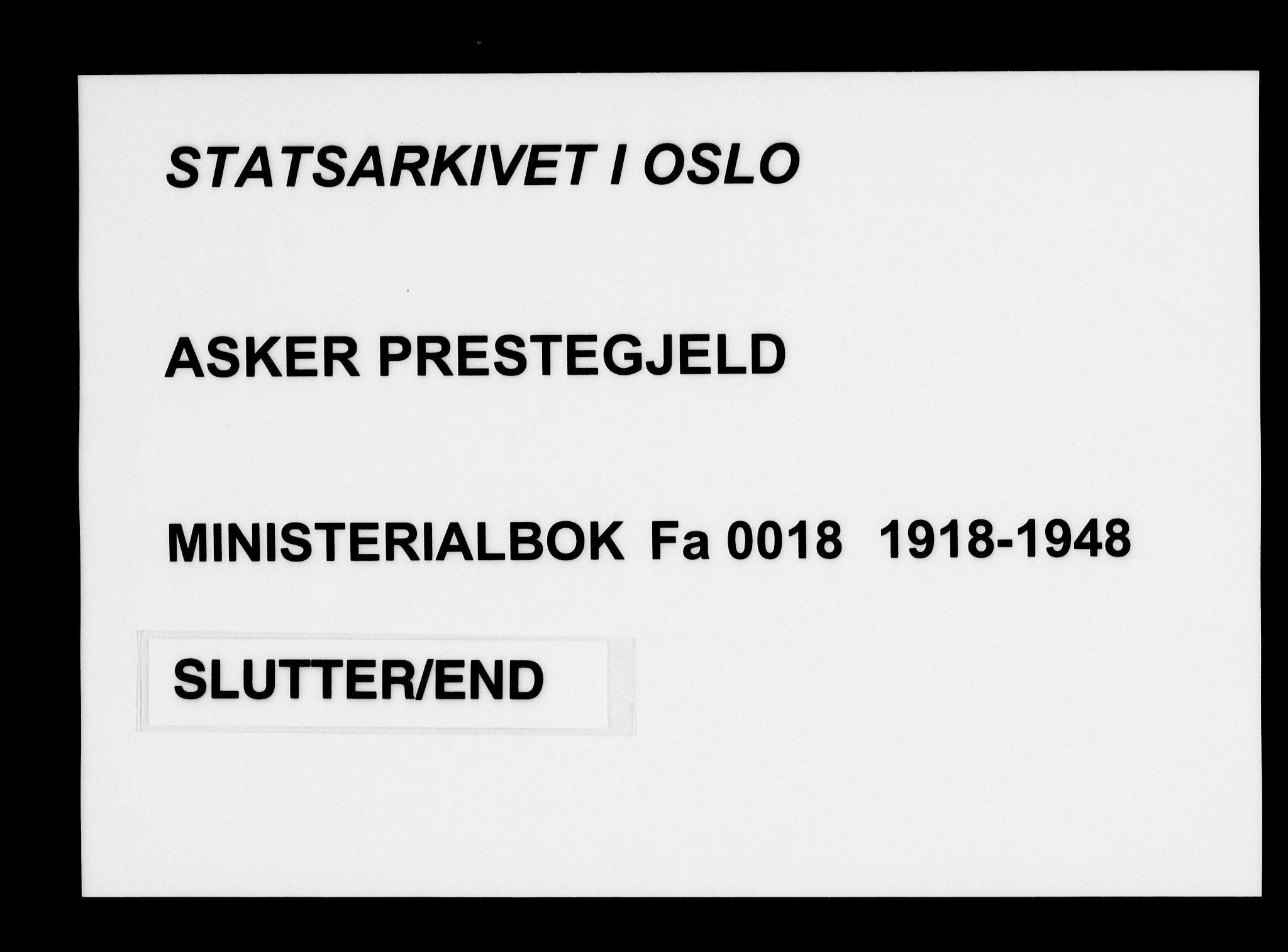 Asker prestekontor Kirkebøker, AV/SAO-A-10256a/F/Fa/L0020: Parish register (official) no. I 20, 1918-1948