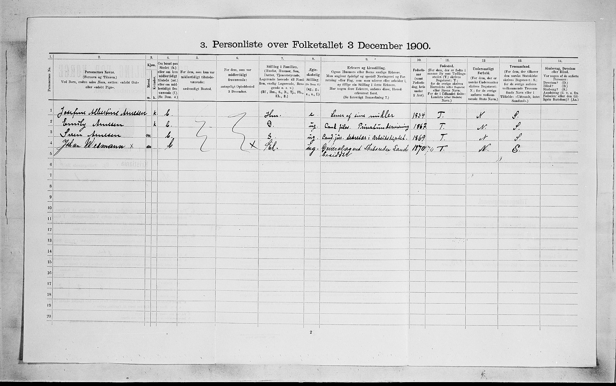 SAO, 1900 census for Kristiania, 1900, p. 32700