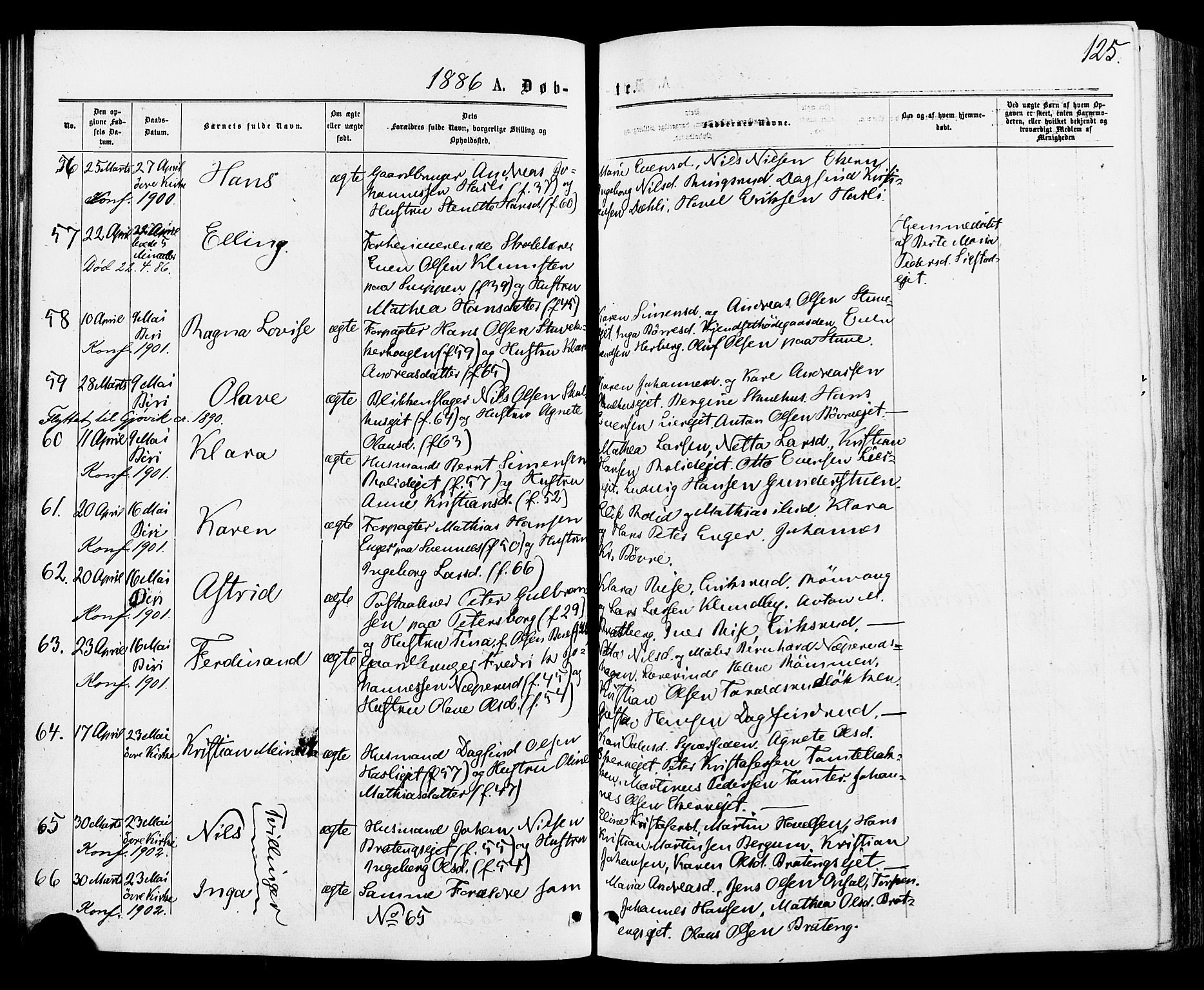 Biri prestekontor, SAH/PREST-096/H/Ha/Haa/L0006: Parish register (official) no. 6, 1877-1886, p. 125