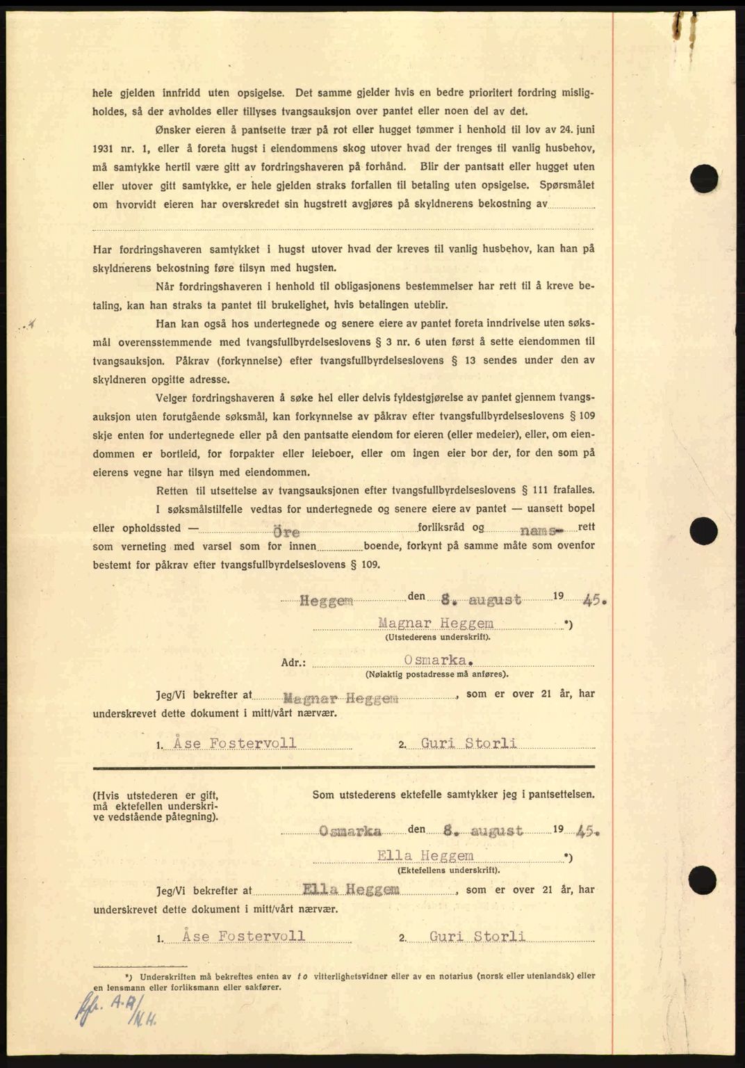 Nordmøre sorenskriveri, AV/SAT-A-4132/1/2/2Ca: Mortgage book no. B92, 1944-1945, Diary no: : 1126/1945