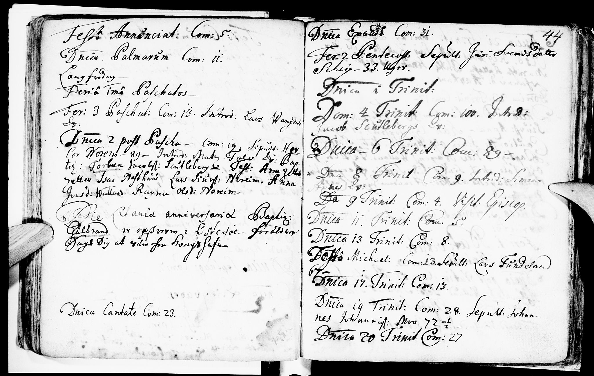 Kvam sokneprestembete, AV/SAB-A-76201/H/Haa: Parish register (official) no. A 2, 1696-1741, p. 44