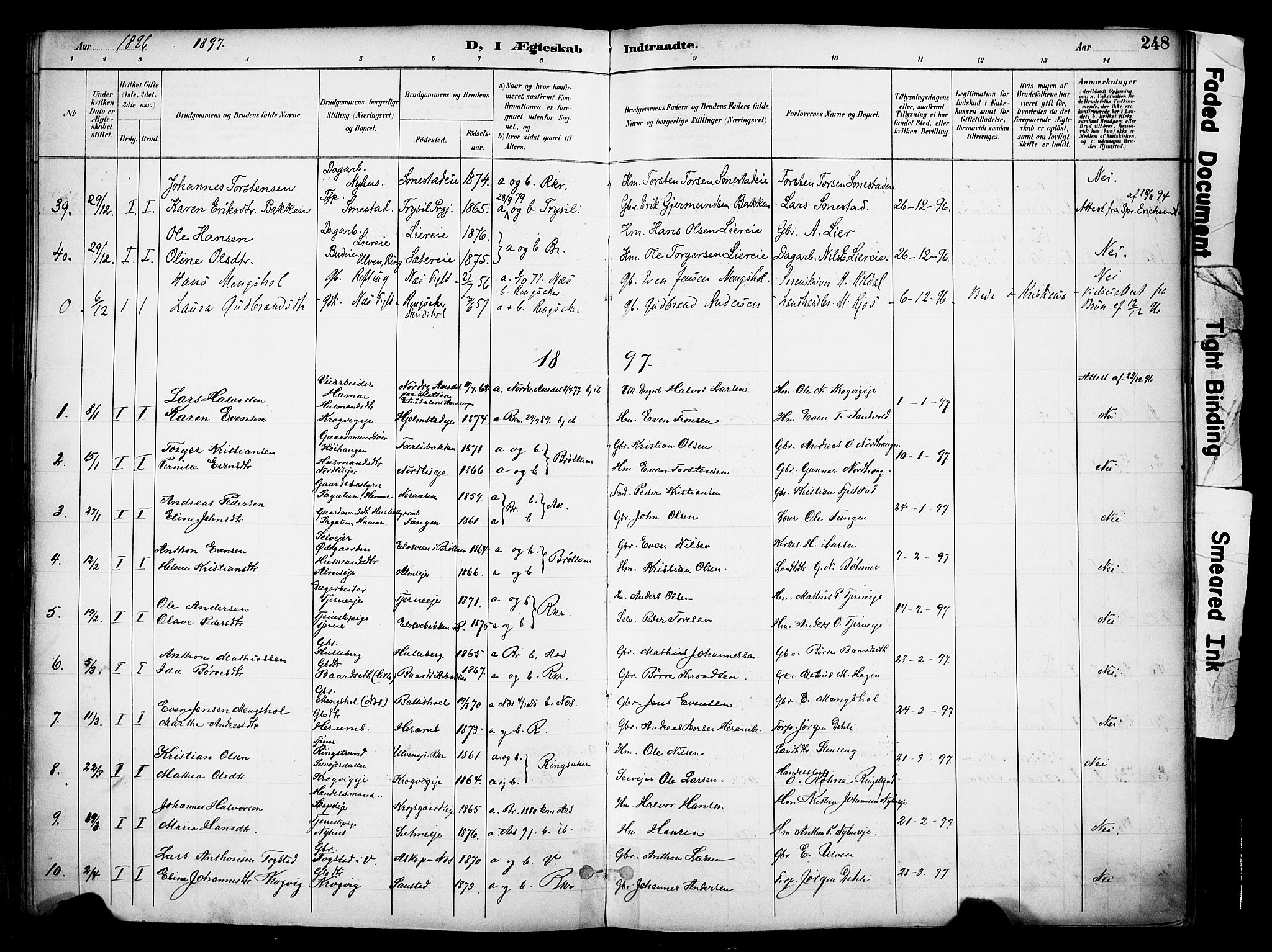 Ringsaker prestekontor, AV/SAH-PREST-014/K/Ka/L0017: Parish register (official) no. 17, 1891-1902, p. 248