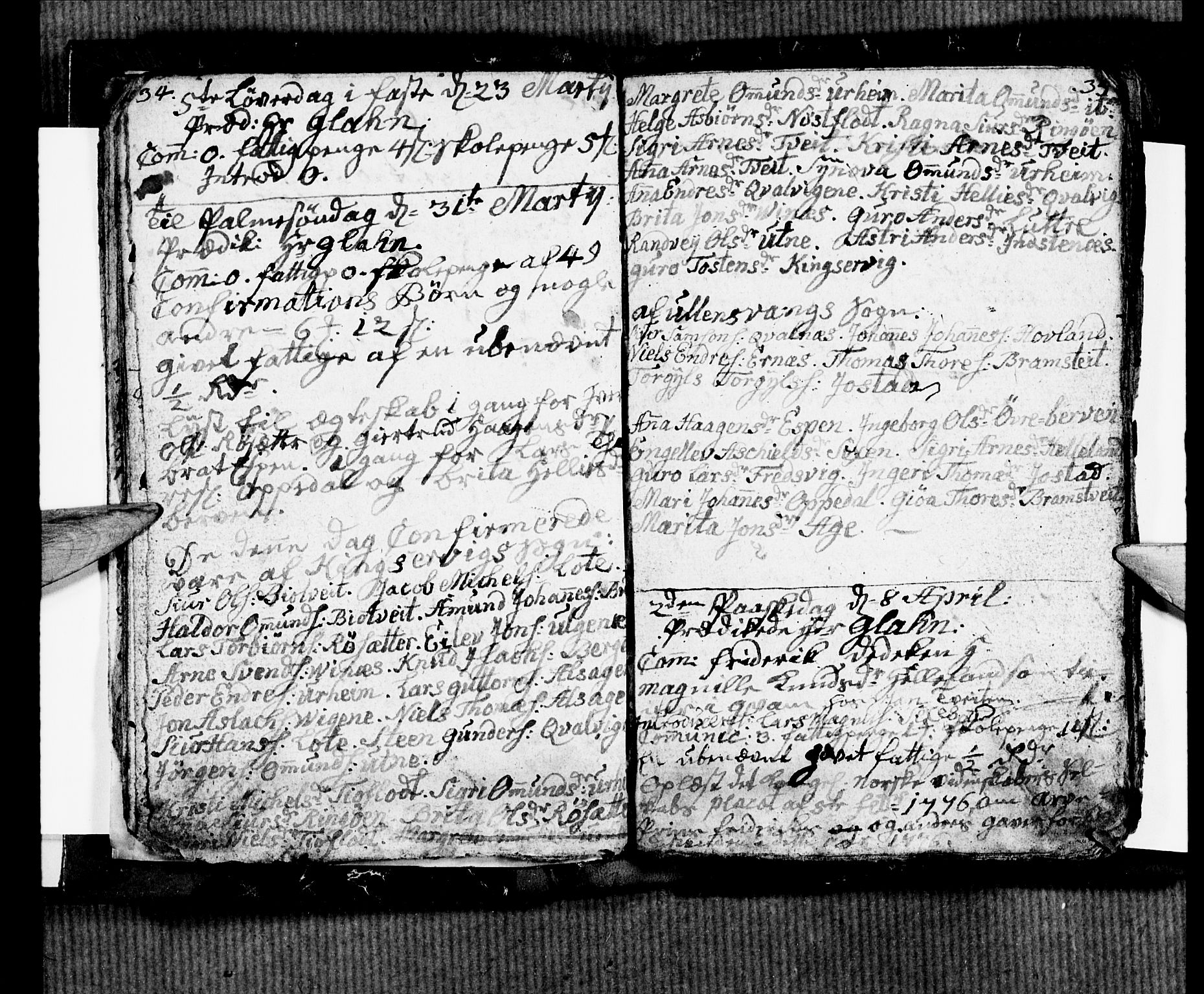 Ullensvang sokneprestembete, SAB/A-78701/H/Hab: Parish register (copy) no. B 4, 1775-1778, p. 34-35