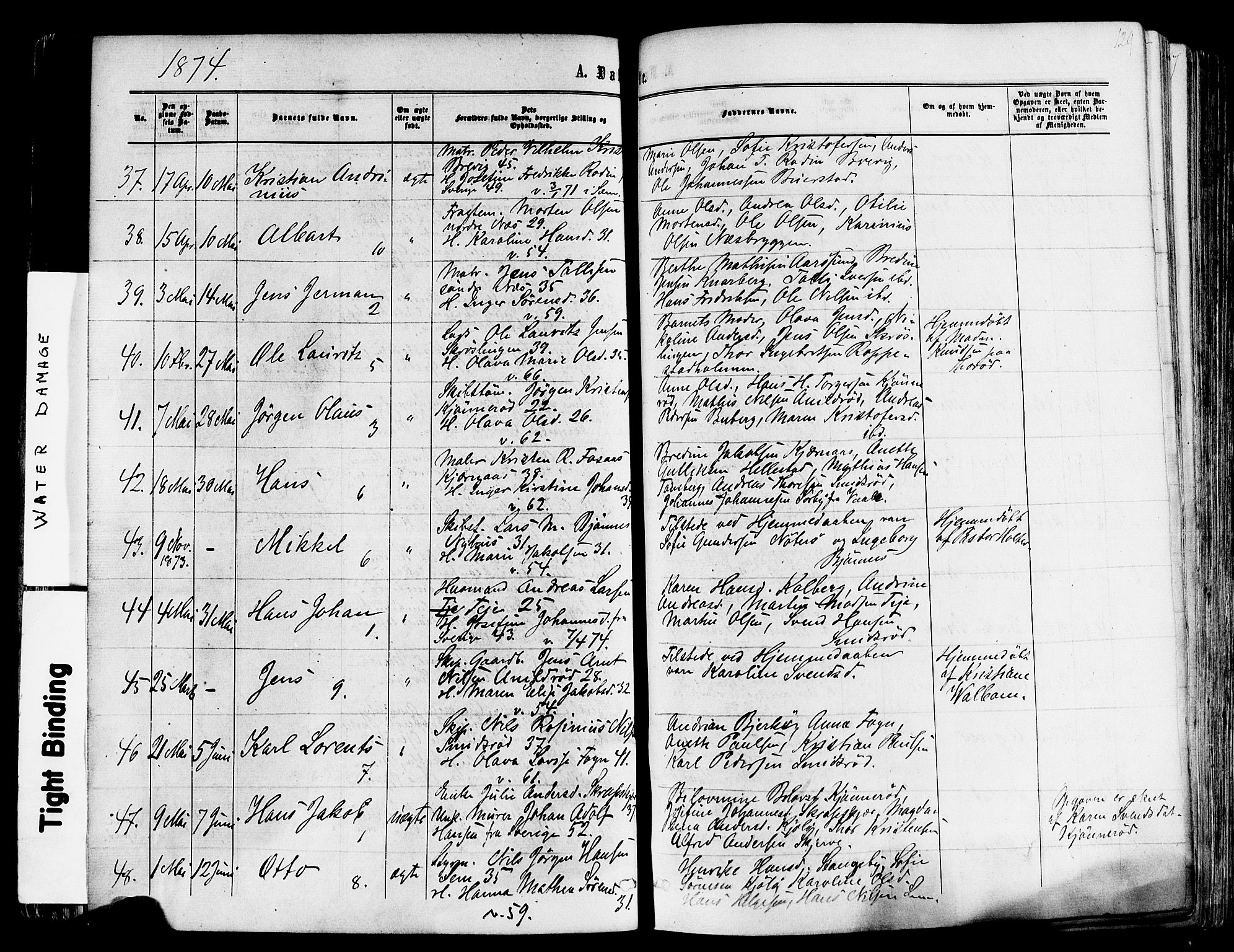 Nøtterøy kirkebøker, SAKO/A-354/F/Fa/L0007: Parish register (official) no. I 7, 1865-1877, p. 129
