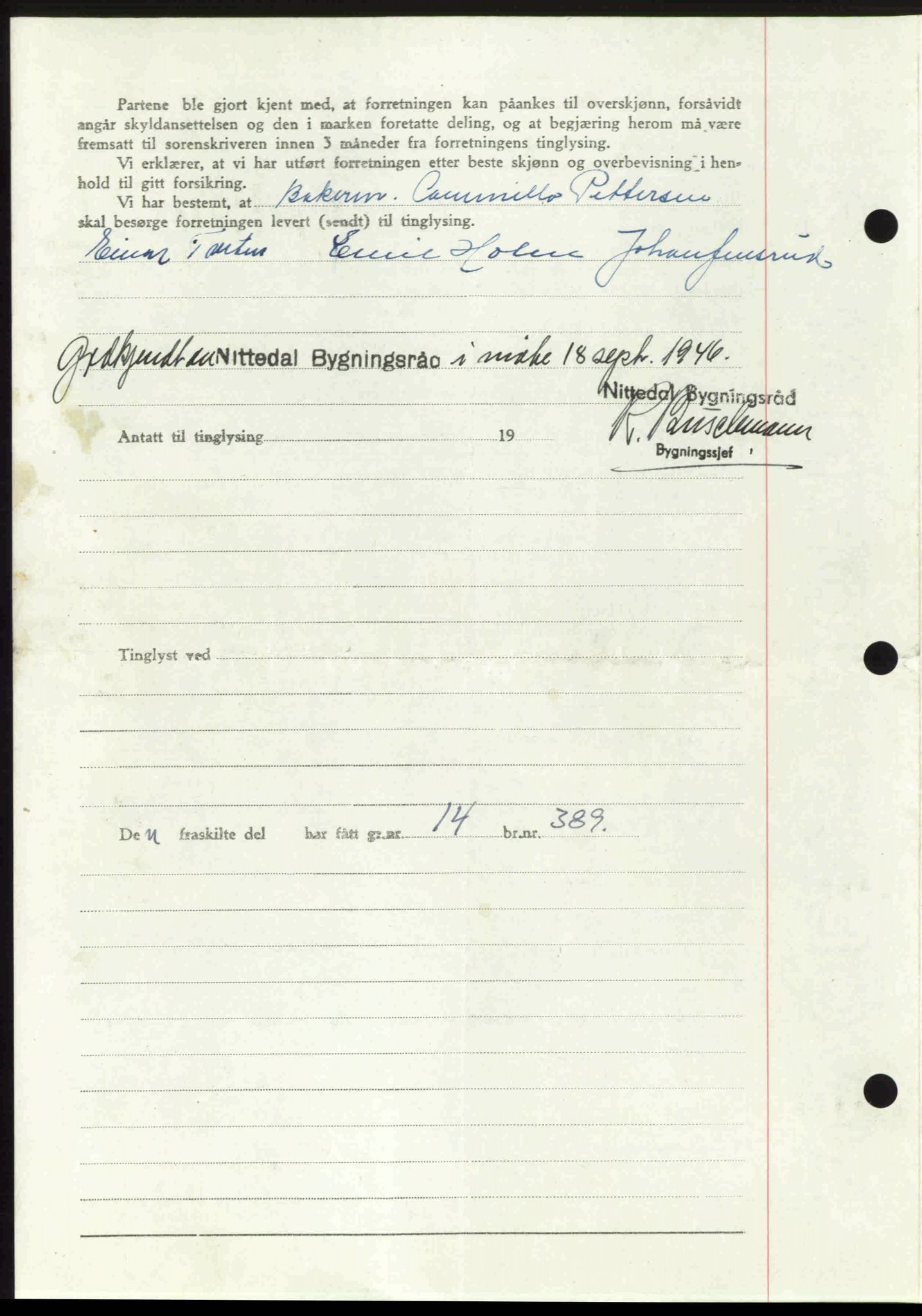 Nedre Romerike sorenskriveri, AV/SAO-A-10469/G/Gb/Gbd/L0017: Mortgage book no. 17, 1946-1946, Diary no: : 3485/1946