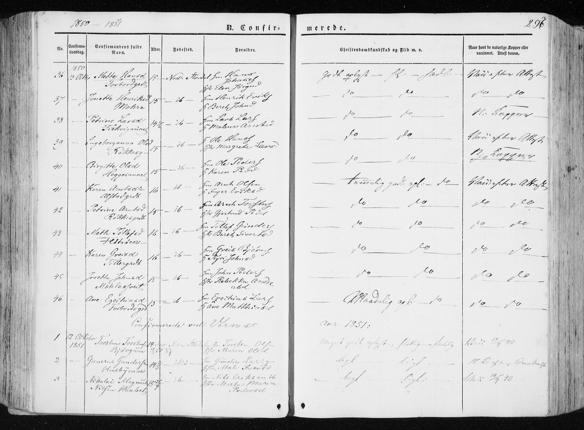 Ministerialprotokoller, klokkerbøker og fødselsregistre - Nord-Trøndelag, AV/SAT-A-1458/709/L0074: Parish register (official) no. 709A14, 1845-1858, p. 297