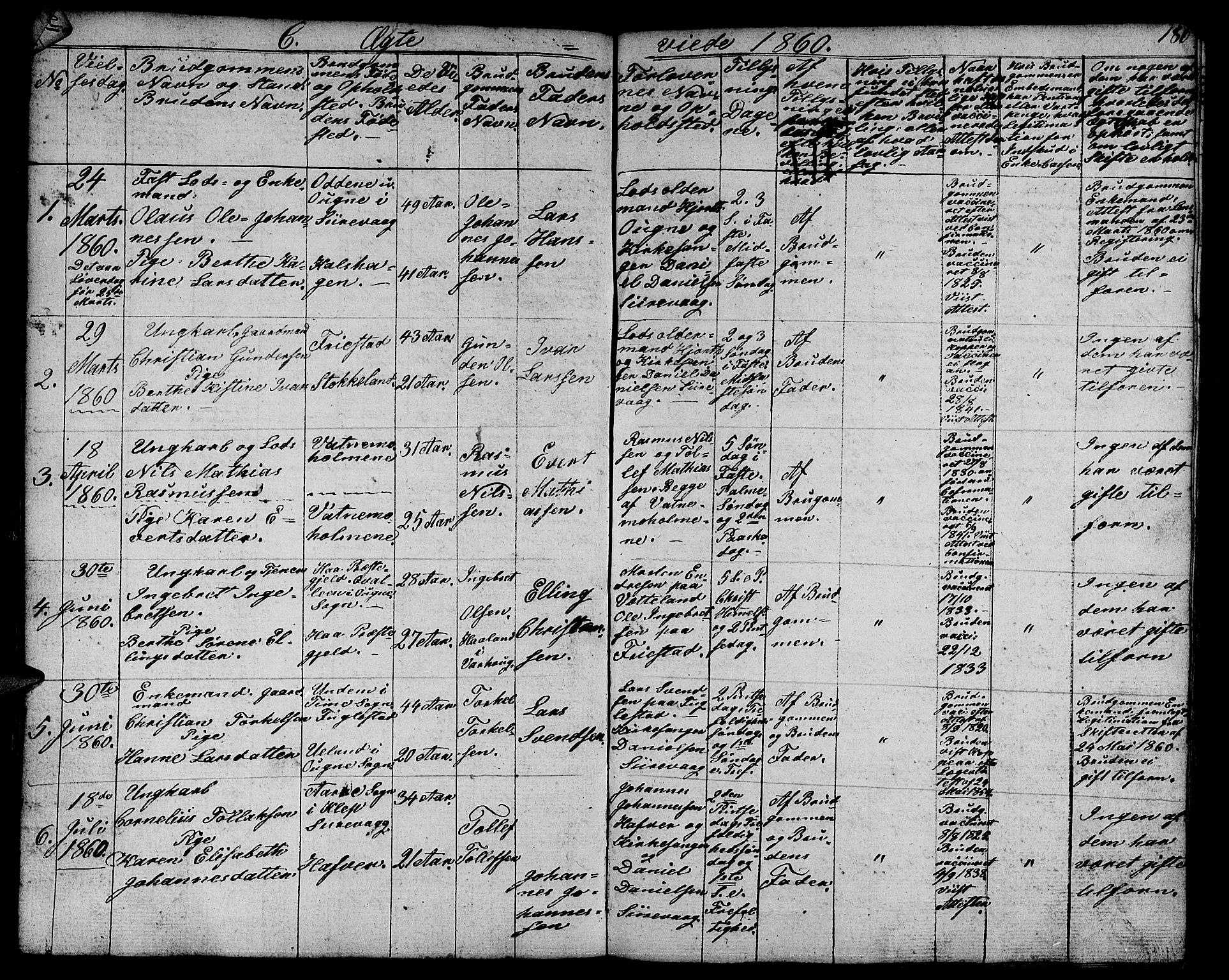 Eigersund sokneprestkontor, AV/SAST-A-101807/001/30/30BB/L0003: Parish register (copy) no. B 3, 1846-1875, p. 186