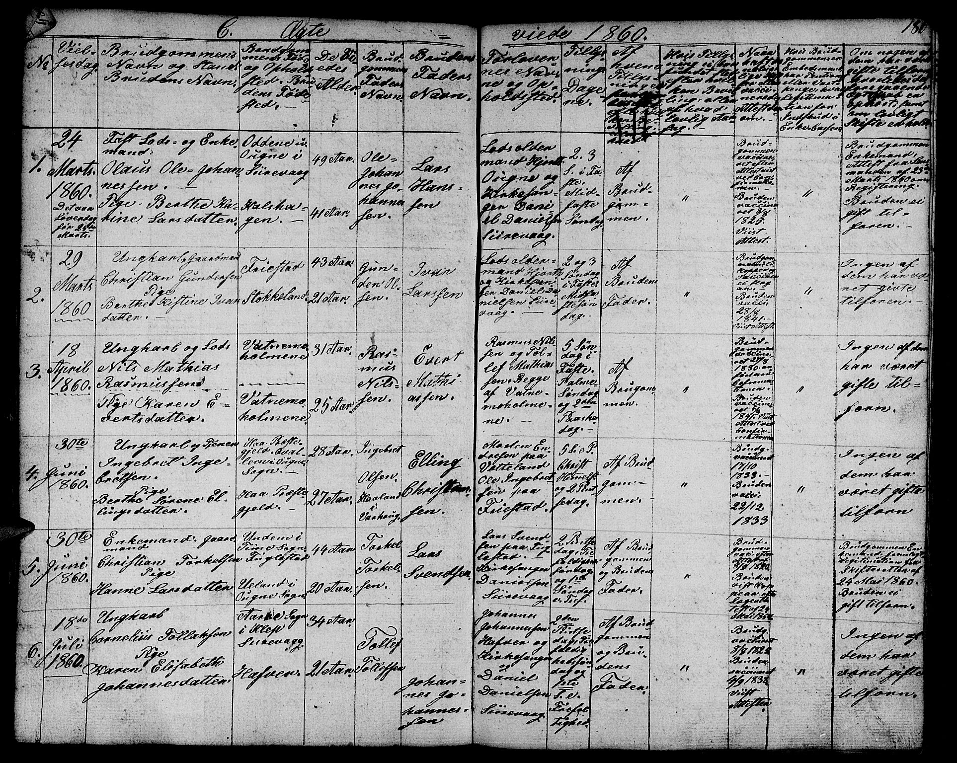 Eigersund sokneprestkontor, AV/SAST-A-101807/S09/L0003: Parish register (copy) no. B 3, 1846-1875, p. 186