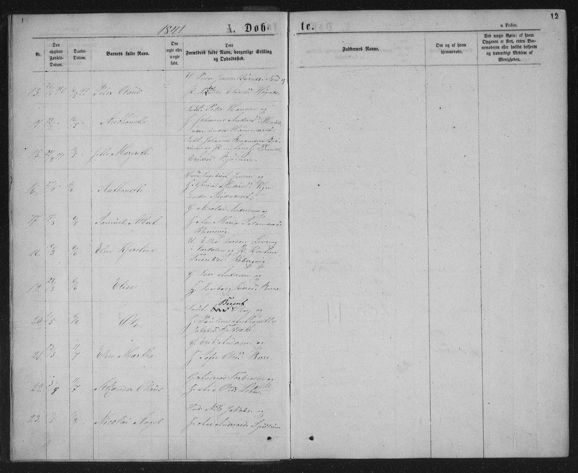 Ministerialprotokoller, klokkerbøker og fødselsregistre - Nord-Trøndelag, AV/SAT-A-1458/768/L0566: Parish register (official) no. 768A01, 1836-1865, p. 12