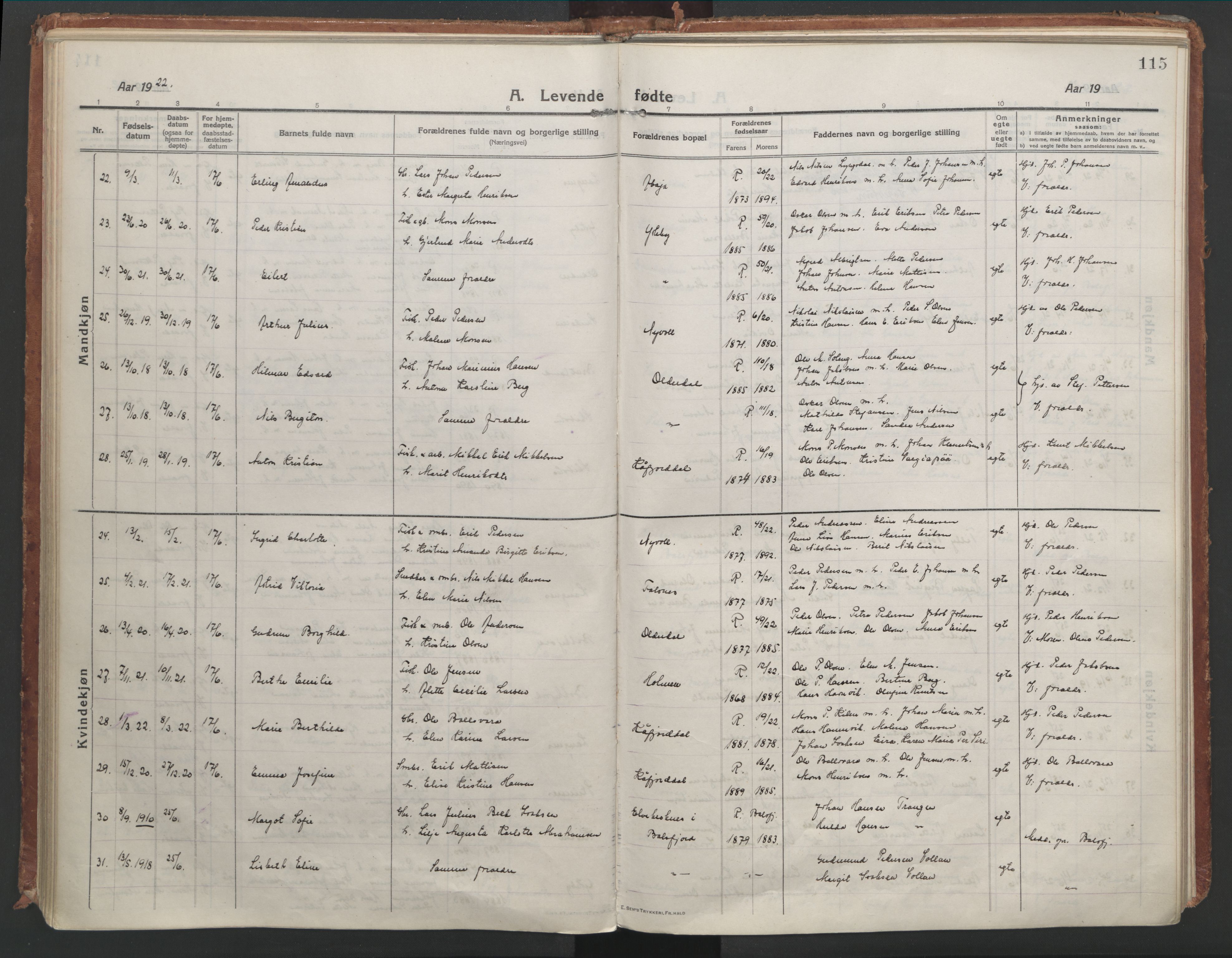 Lyngen sokneprestembete, AV/SATØ-S-1289/H/He/Hea/L0012kirke: Parish register (official) no. 12, 1914-1923, p. 115