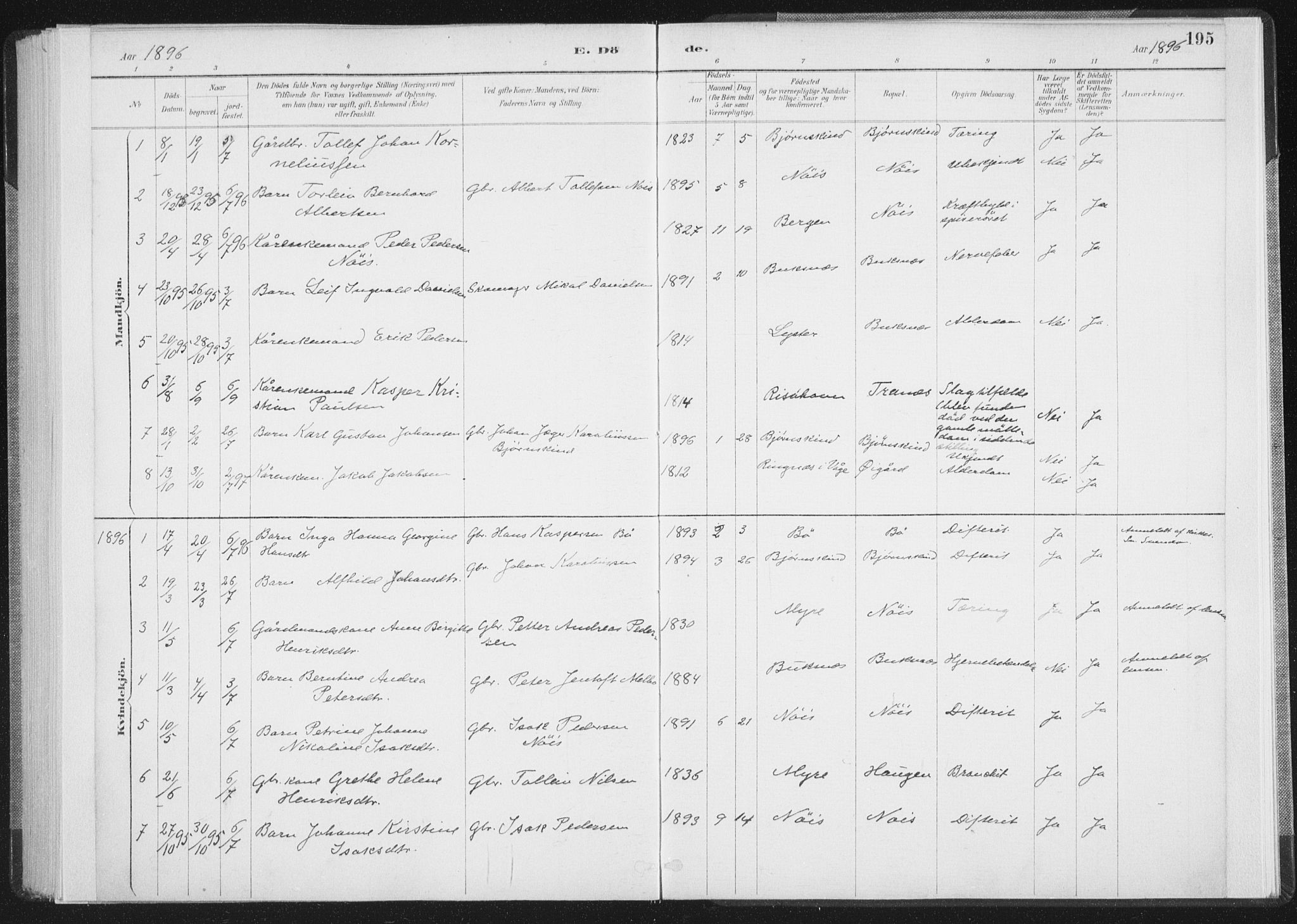 Ministerialprotokoller, klokkerbøker og fødselsregistre - Nordland, SAT/A-1459/898/L1422: Parish register (official) no. 898A02, 1887-1908, p. 195