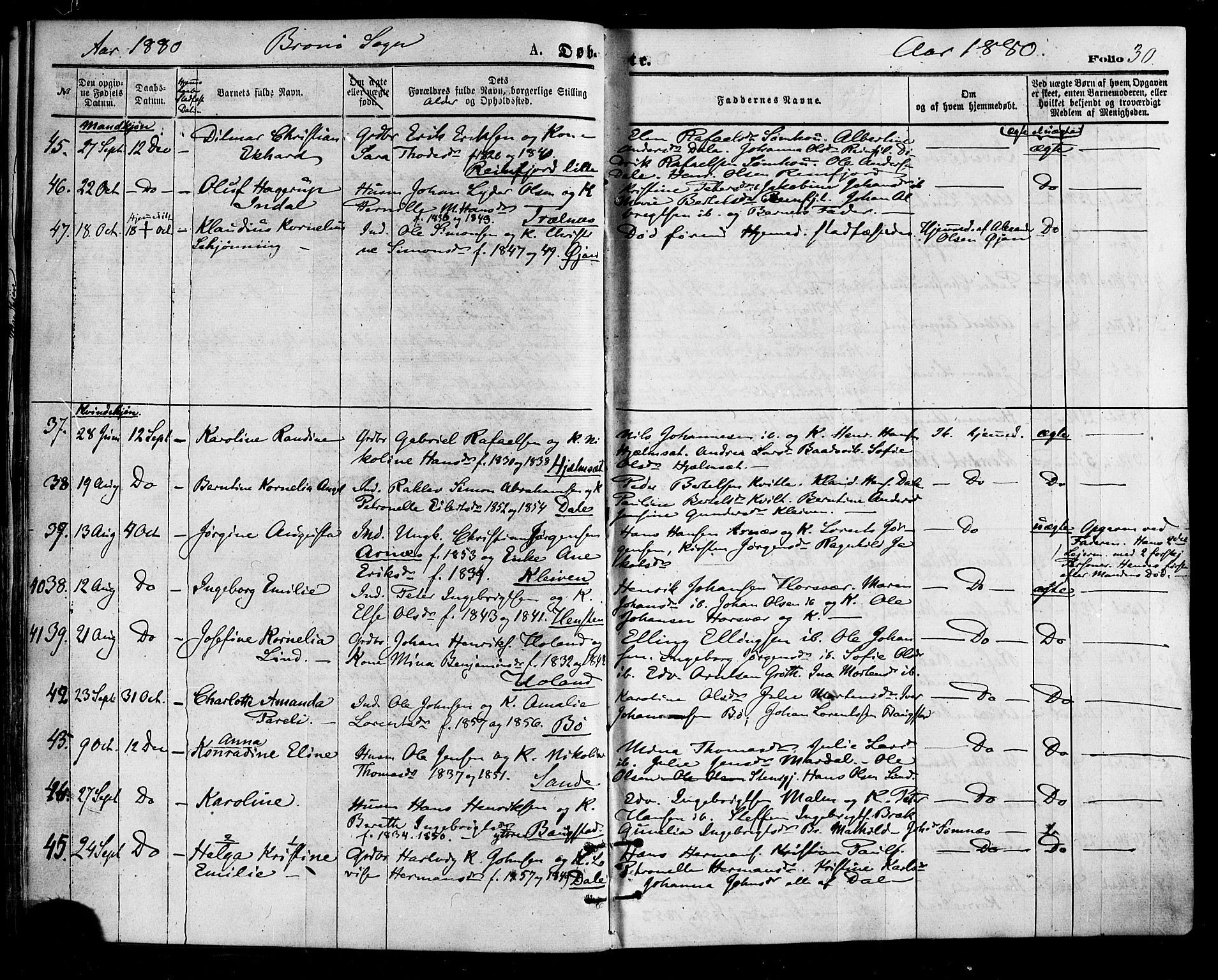 Ministerialprotokoller, klokkerbøker og fødselsregistre - Nordland, SAT/A-1459/812/L0177: Parish register (official) no. 812A06, 1875-1885, p. 30