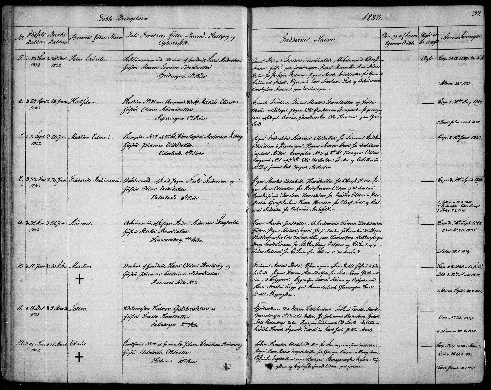 Garnisonsmenigheten Kirkebøker, SAO/A-10846/F/Fa/L0006: Parish register (official) no. 6, 1828-1841, p. 34