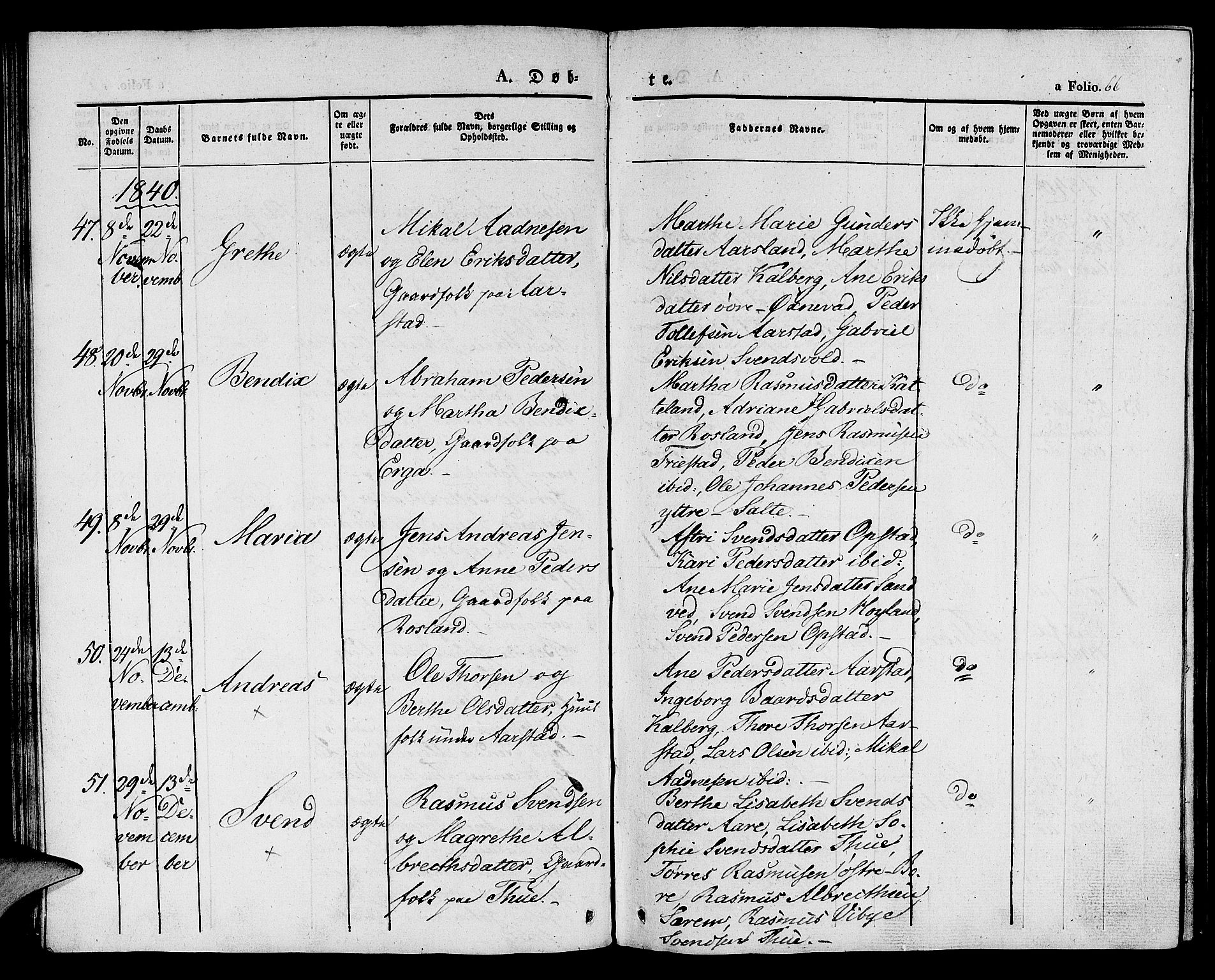 Klepp sokneprestkontor, SAST/A-101803/001/3/30BA/L0003: Parish register (official) no. A 3, 1833-1842, p. 66