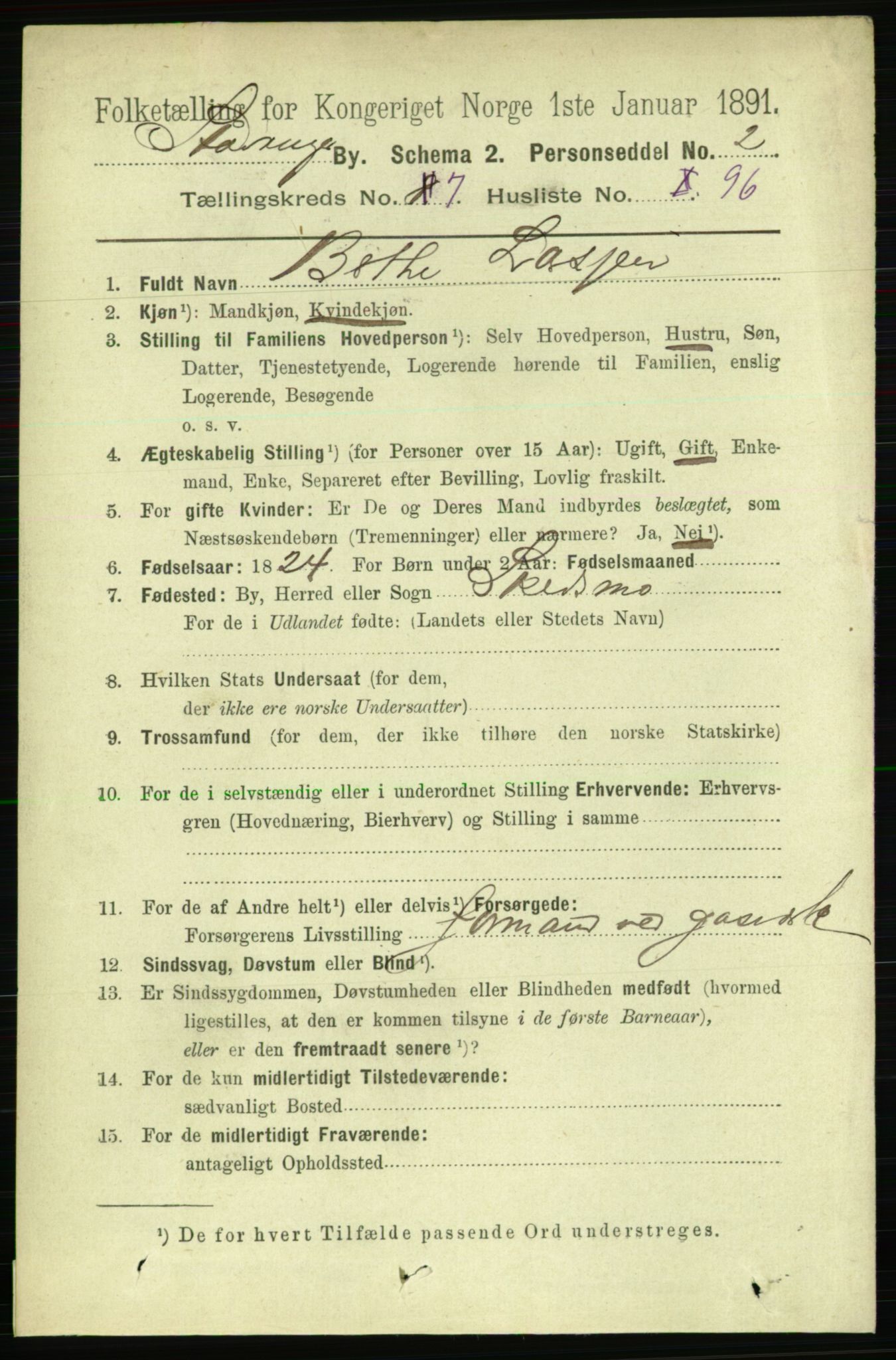 RA, 1891 census for 1103 Stavanger, 1891, p. 11977