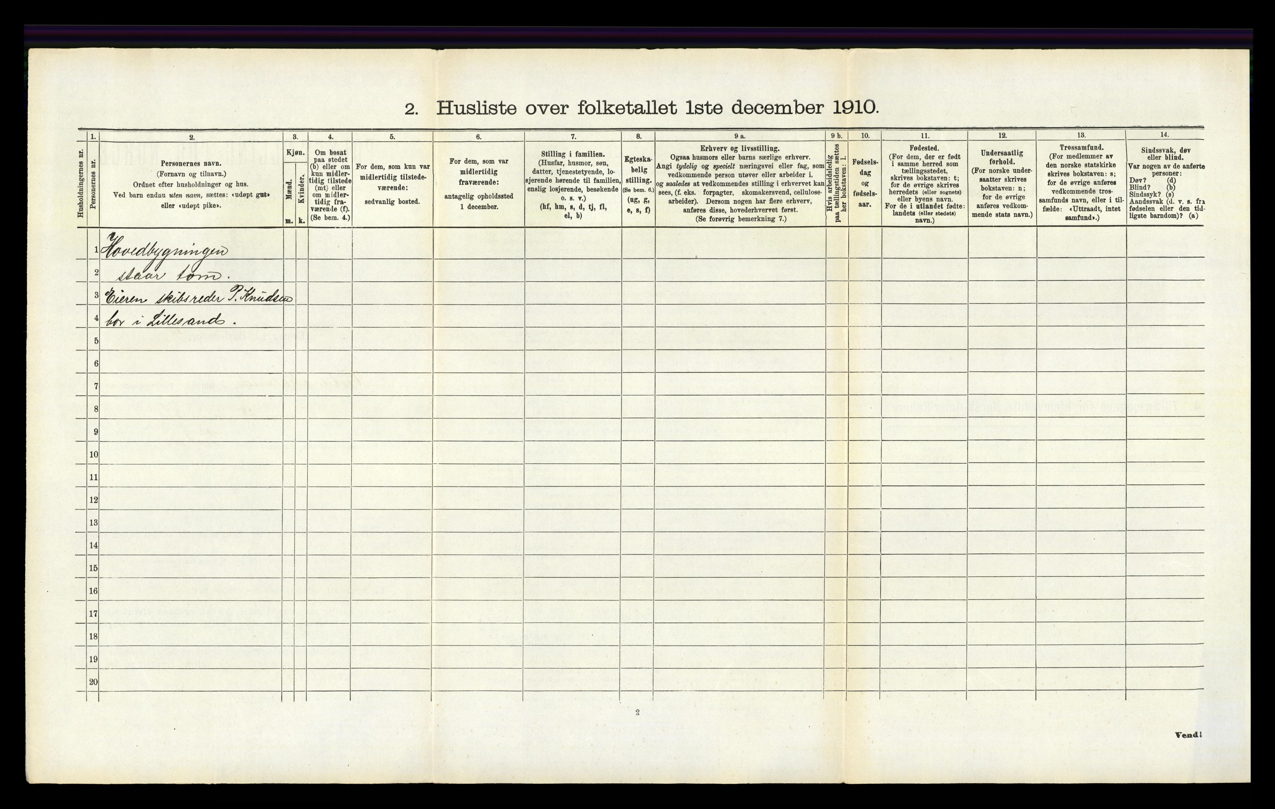 RA, 1910 census for Vestre Moland, 1910, p. 595