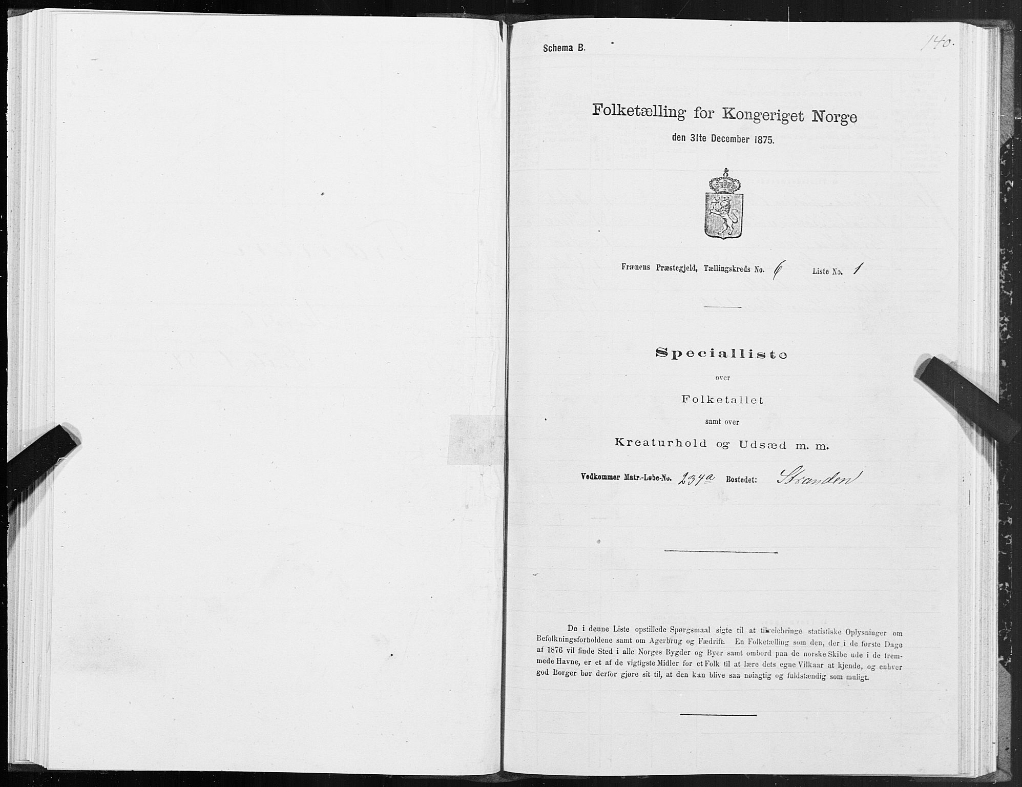 SAT, 1875 census for 1548P Fræna, 1875, p. 3140