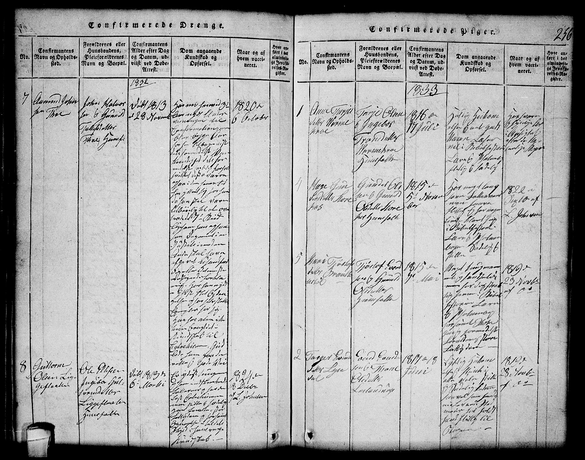 Lårdal kirkebøker, SAKO/A-284/G/Gc/L0001: Parish register (copy) no. III 1, 1815-1854, p. 256