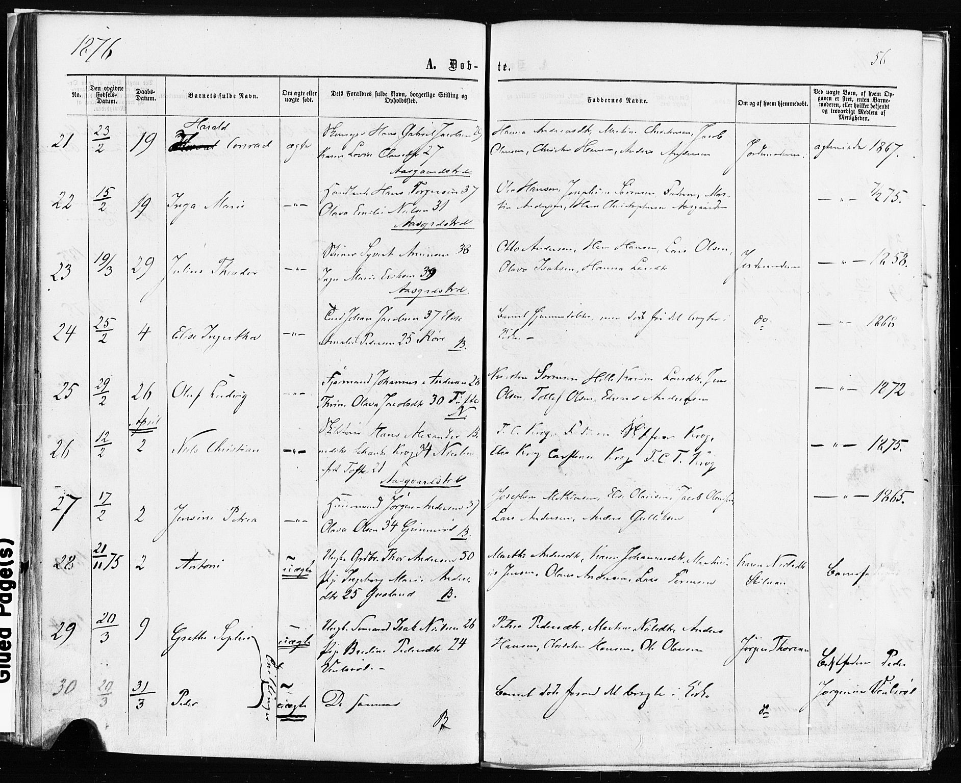 Borre kirkebøker, AV/SAKO-A-338/F/Fa/L0008: Parish register (official) no. I 8, 1868-1877, p. 56