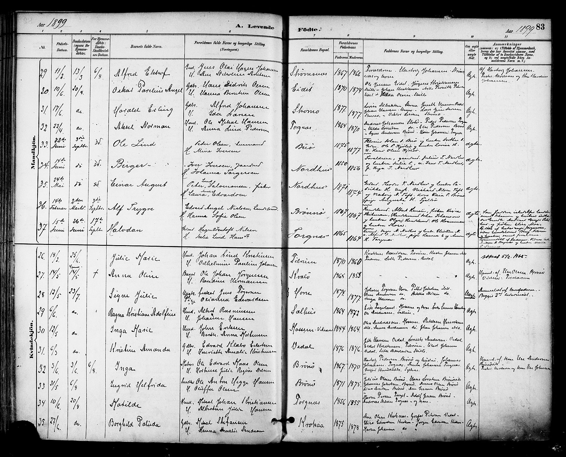 Ministerialprotokoller, klokkerbøker og fødselsregistre - Nordland, AV/SAT-A-1459/813/L0200: Parish register (official) no. 813A10, 1886-1900, p. 83