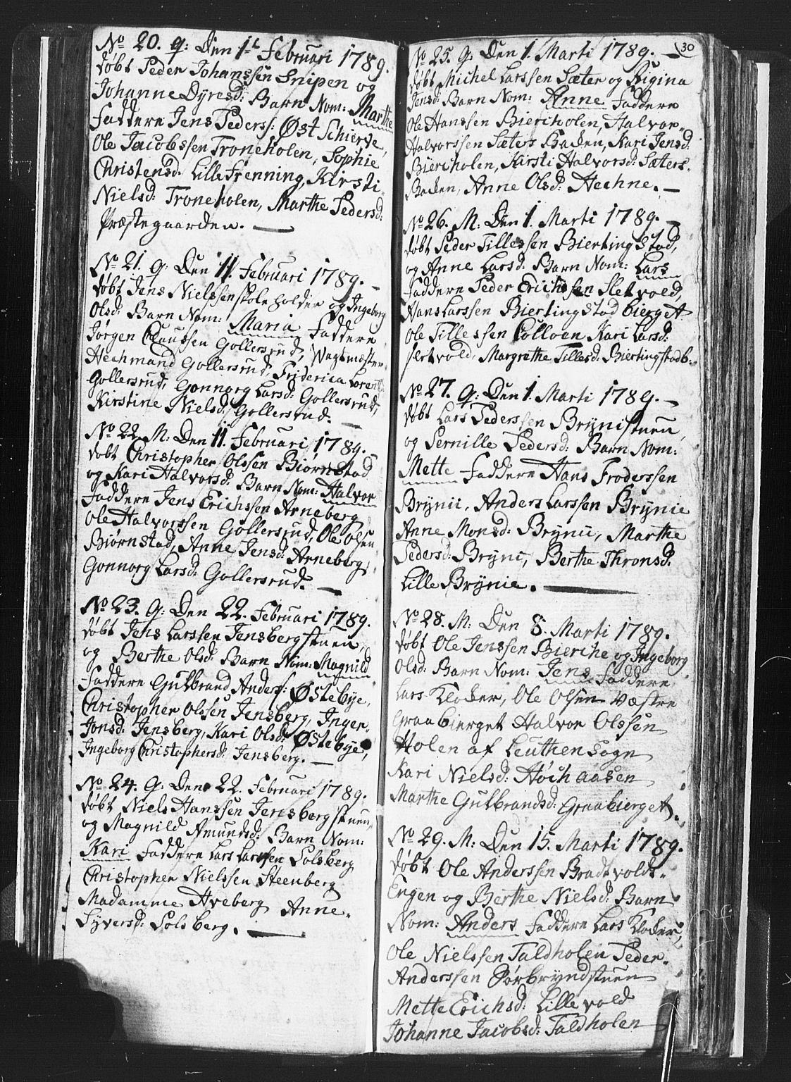 Romedal prestekontor, AV/SAH-PREST-004/L/L0001: Parish register (copy) no. 1, 1785-1794, p. 30