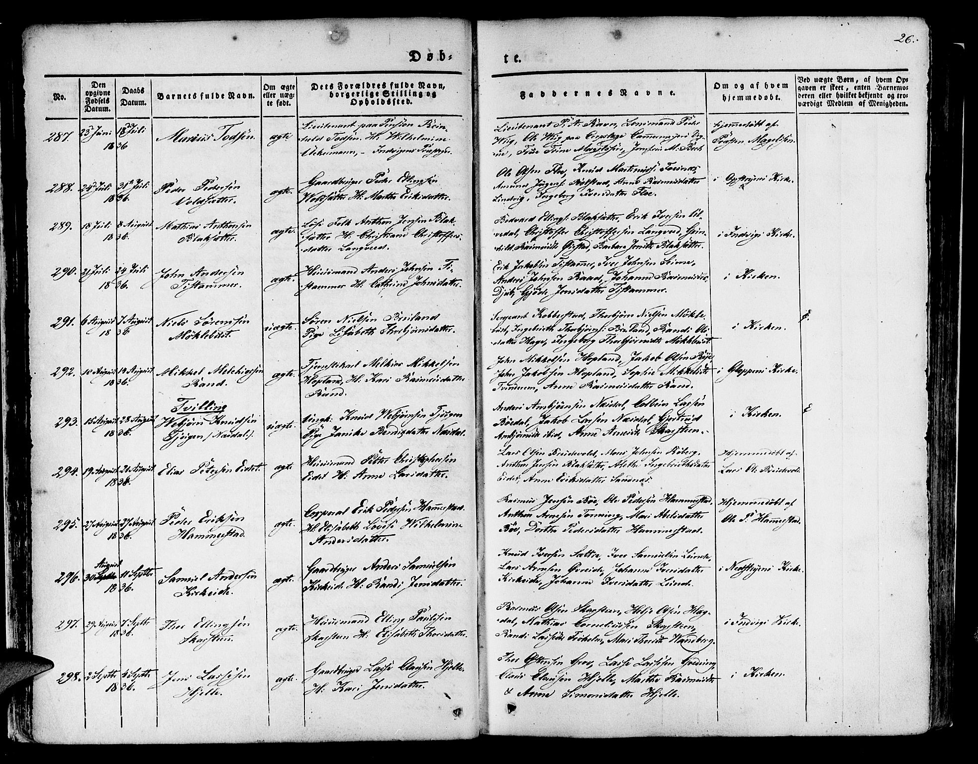 Innvik sokneprestembete, AV/SAB-A-80501: Parish register (official) no. A 4I, 1831-1846, p. 26