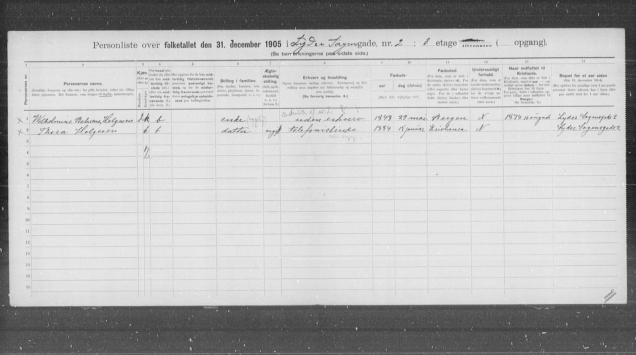 OBA, Municipal Census 1905 for Kristiania, 1905, p. 30729