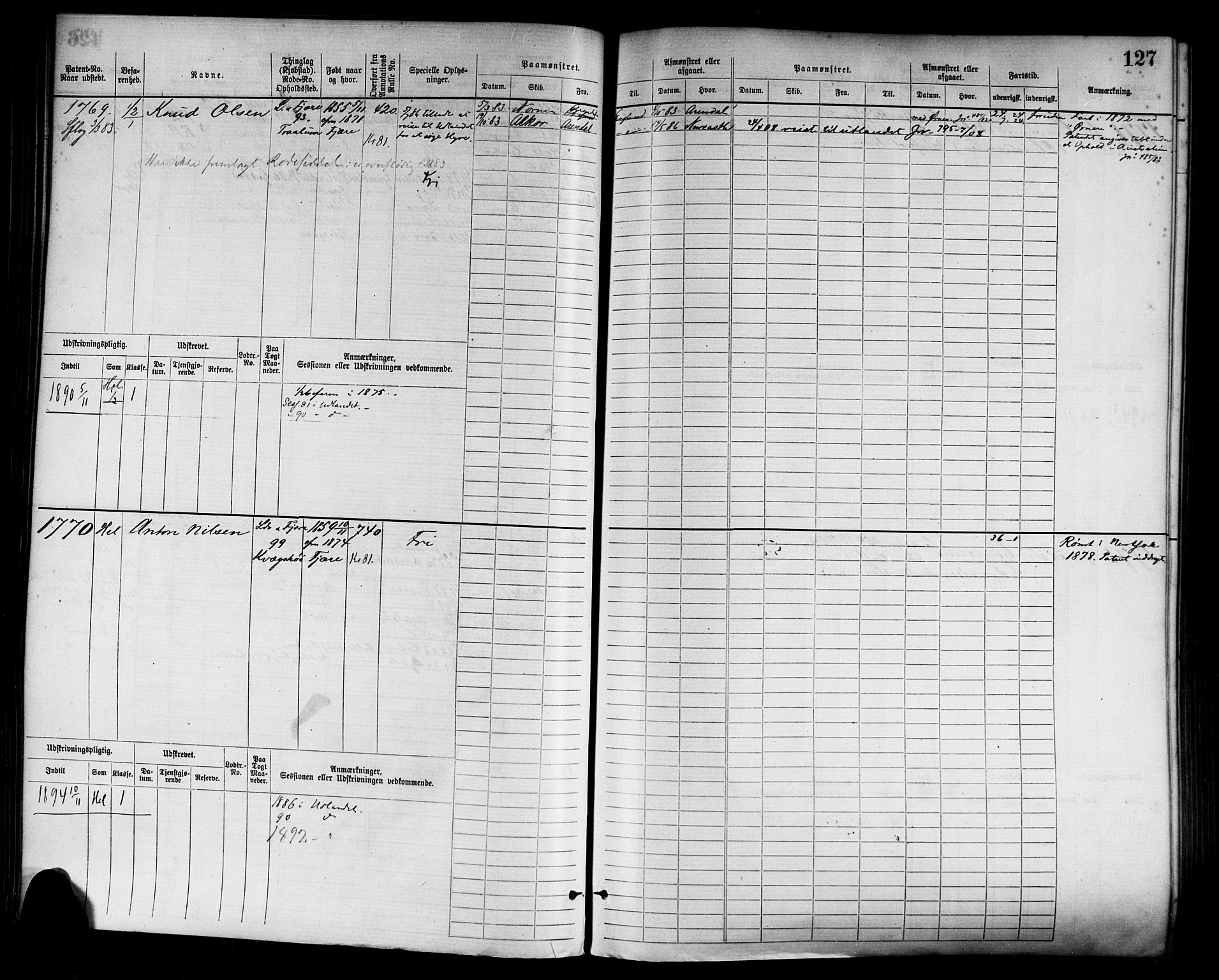 Grimstad mønstringskrets, AV/SAK-2031-0013/F/Fb/L0003: Hovedrulle nr 1517-2276, F-6, 1877-1888, p. 133