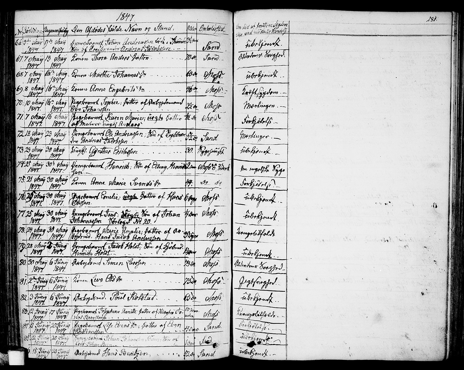 Moss prestekontor Kirkebøker, AV/SAO-A-2003/G/Ga/L0001: Parish register (copy) no. I 1, 1835-1851, p. 281