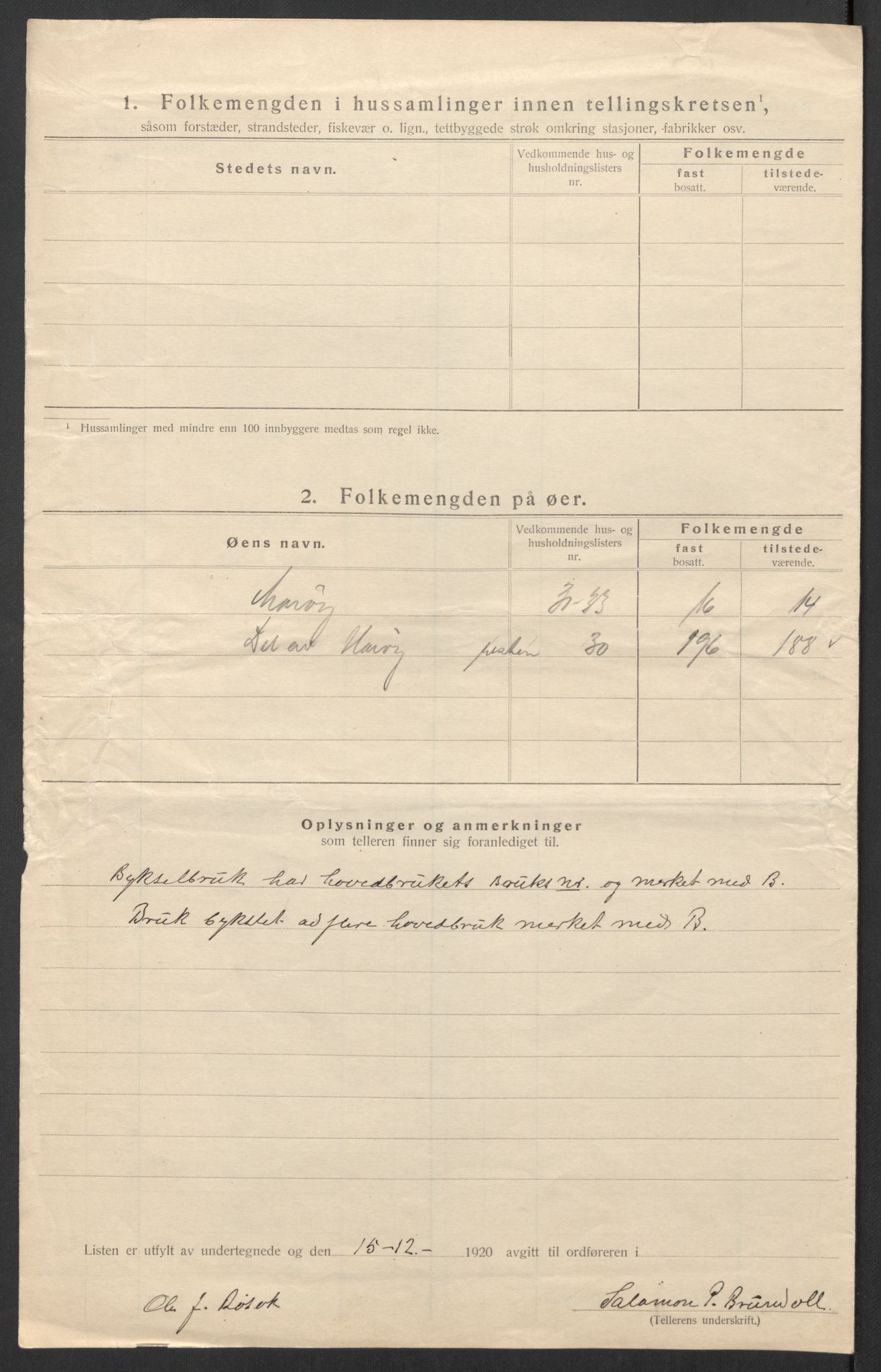 SAT, 1920 census for Sandøy, 1920, p. 11