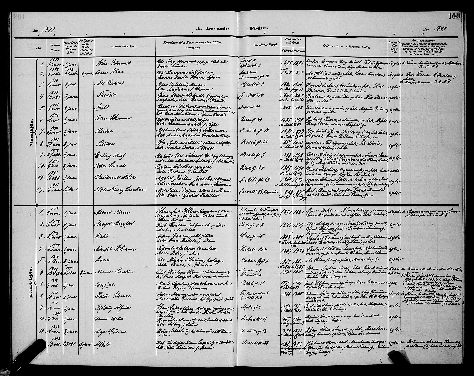 Ministerialprotokoller, klokkerbøker og fødselsregistre - Sør-Trøndelag, AV/SAT-A-1456/604/L0225: Parish register (copy) no. 604C08, 1895-1899, p. 109